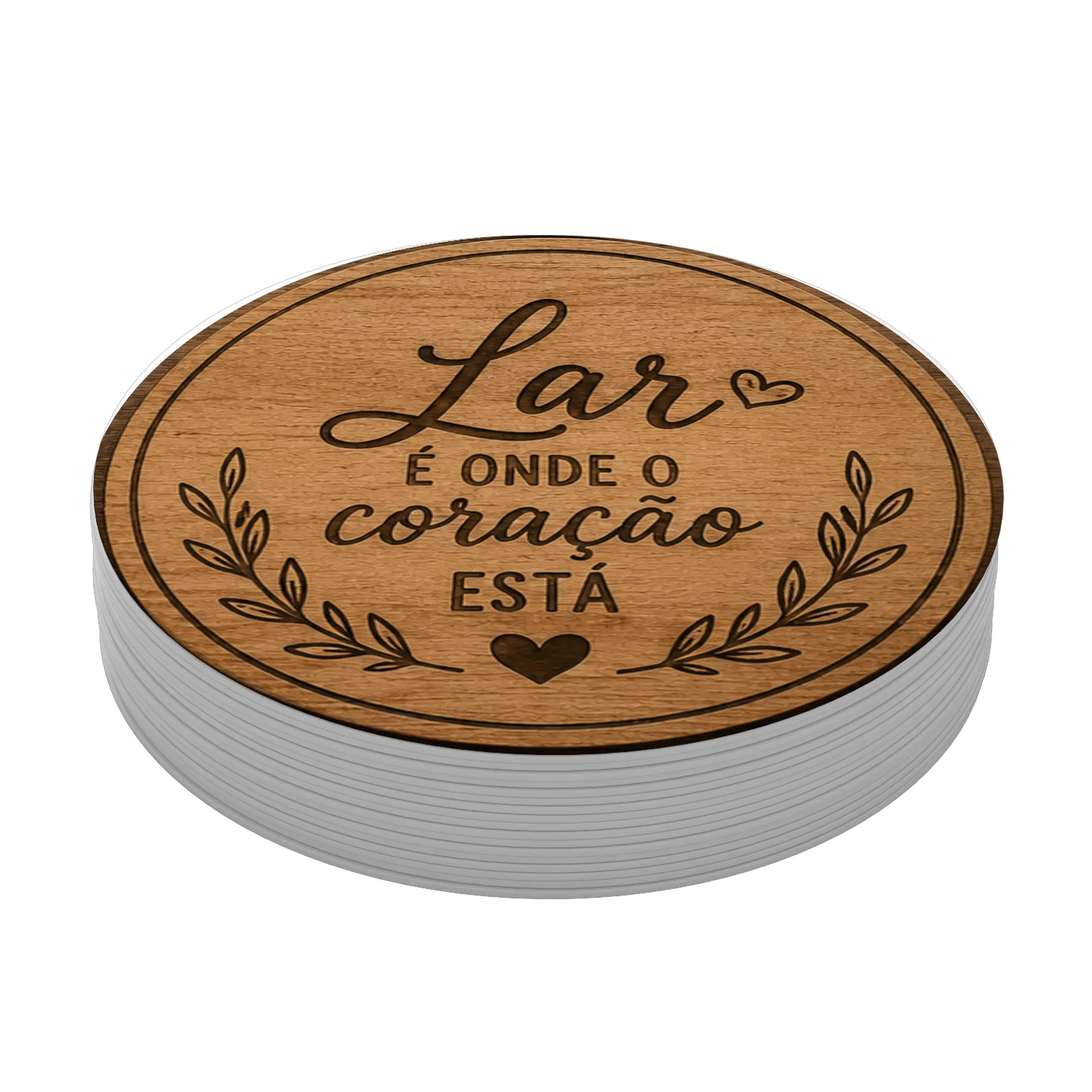 Porta-copo MDF Lar é onde o coração está - Imagem 4