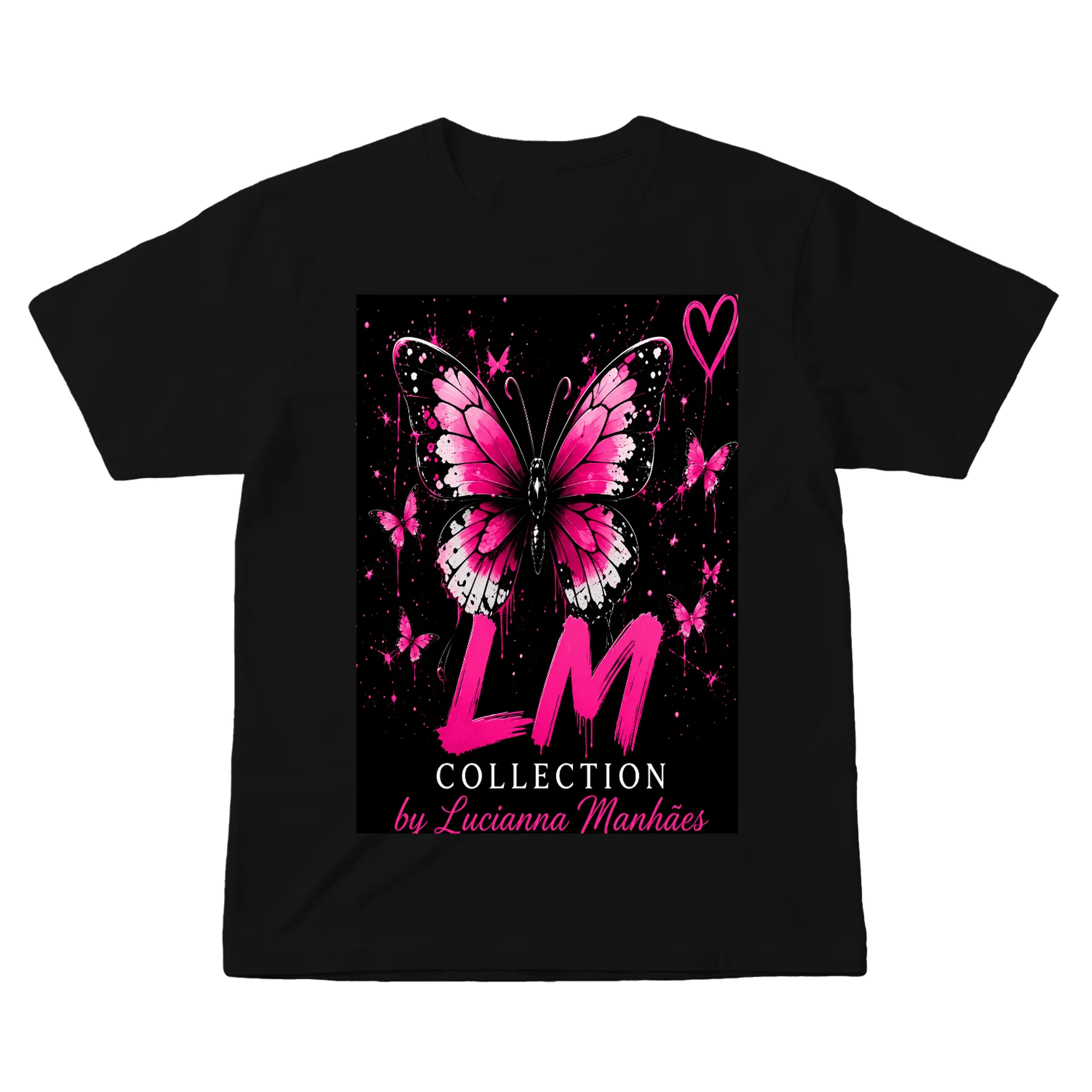 Camiseta Borboleta Pink Glitter 100% Algodão - Imagem 1