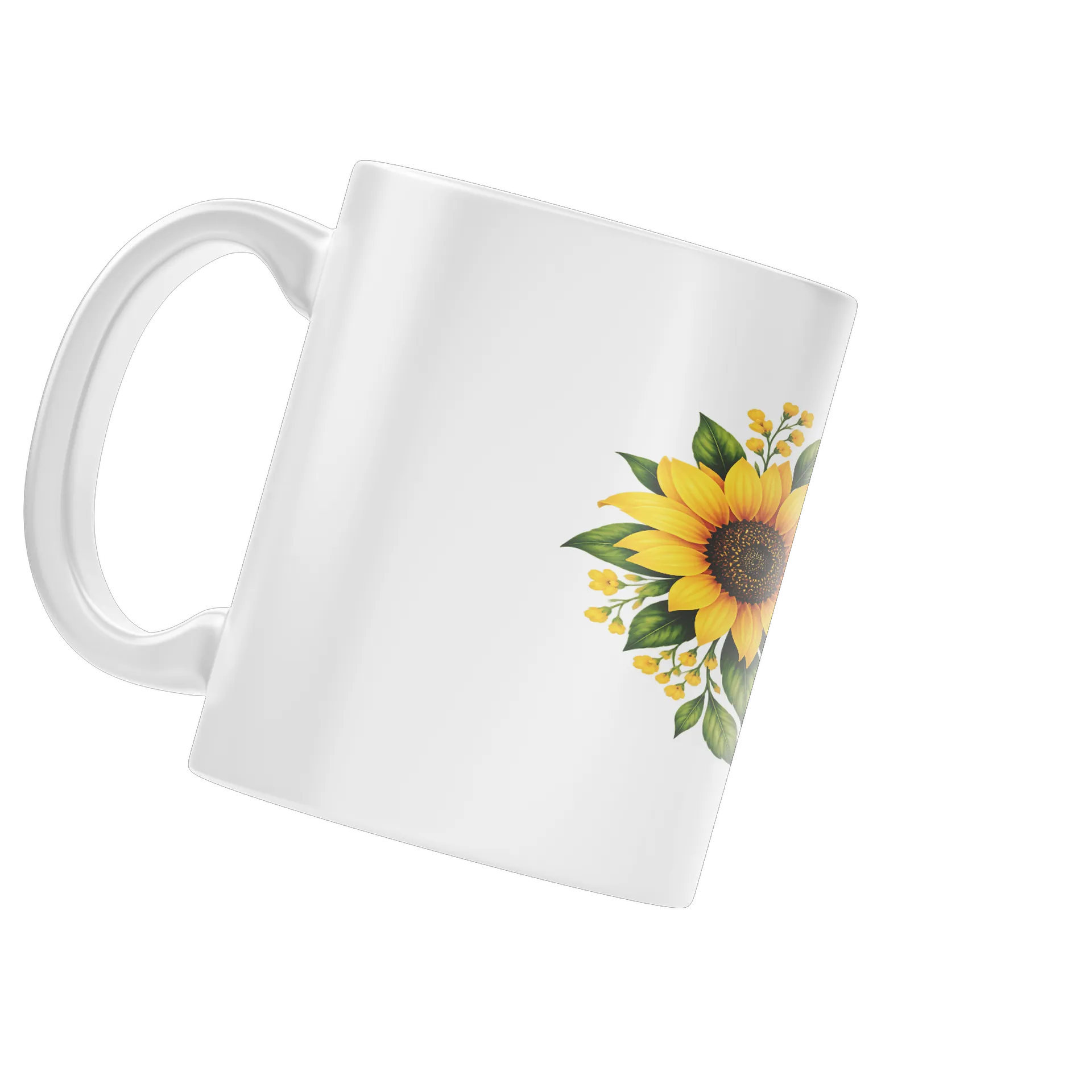 Caneca Porcelana Girassol Frase Flor Desabroça 325ml - Imagem 3