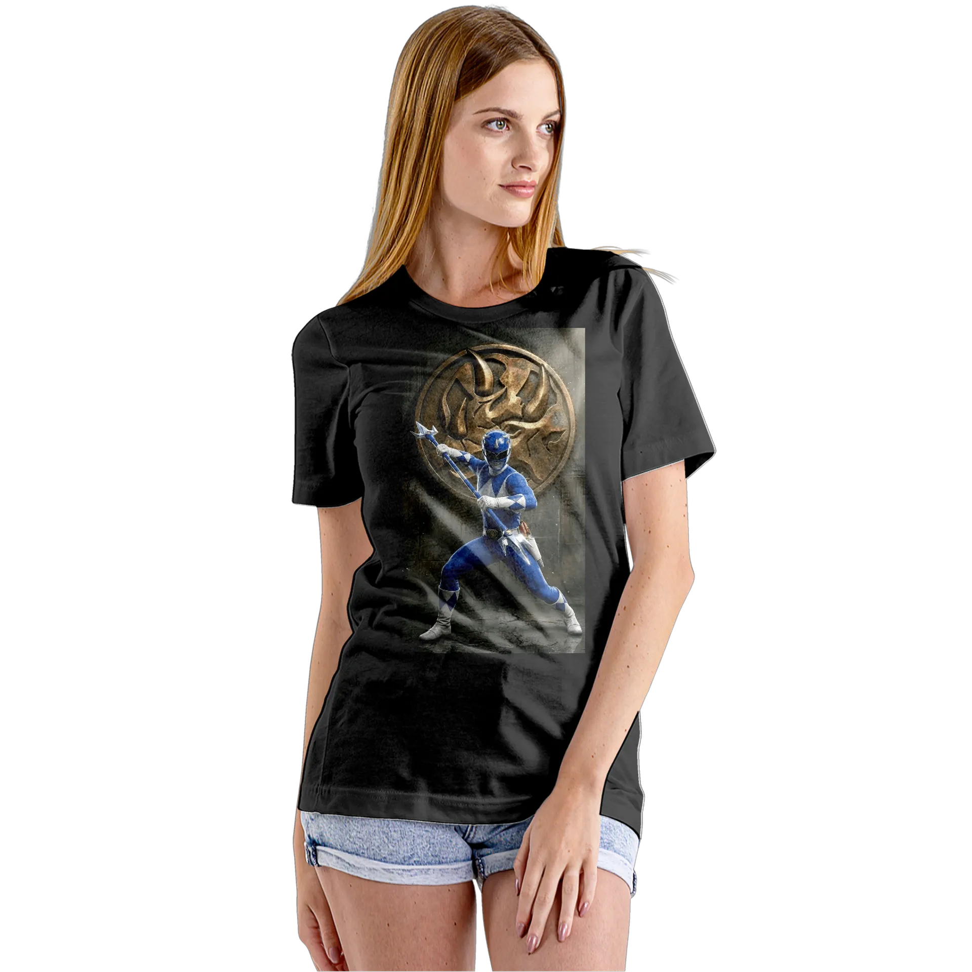 Camiseta Babylook Ranger Azul Capacete e Tridente 100% - Imagem 5