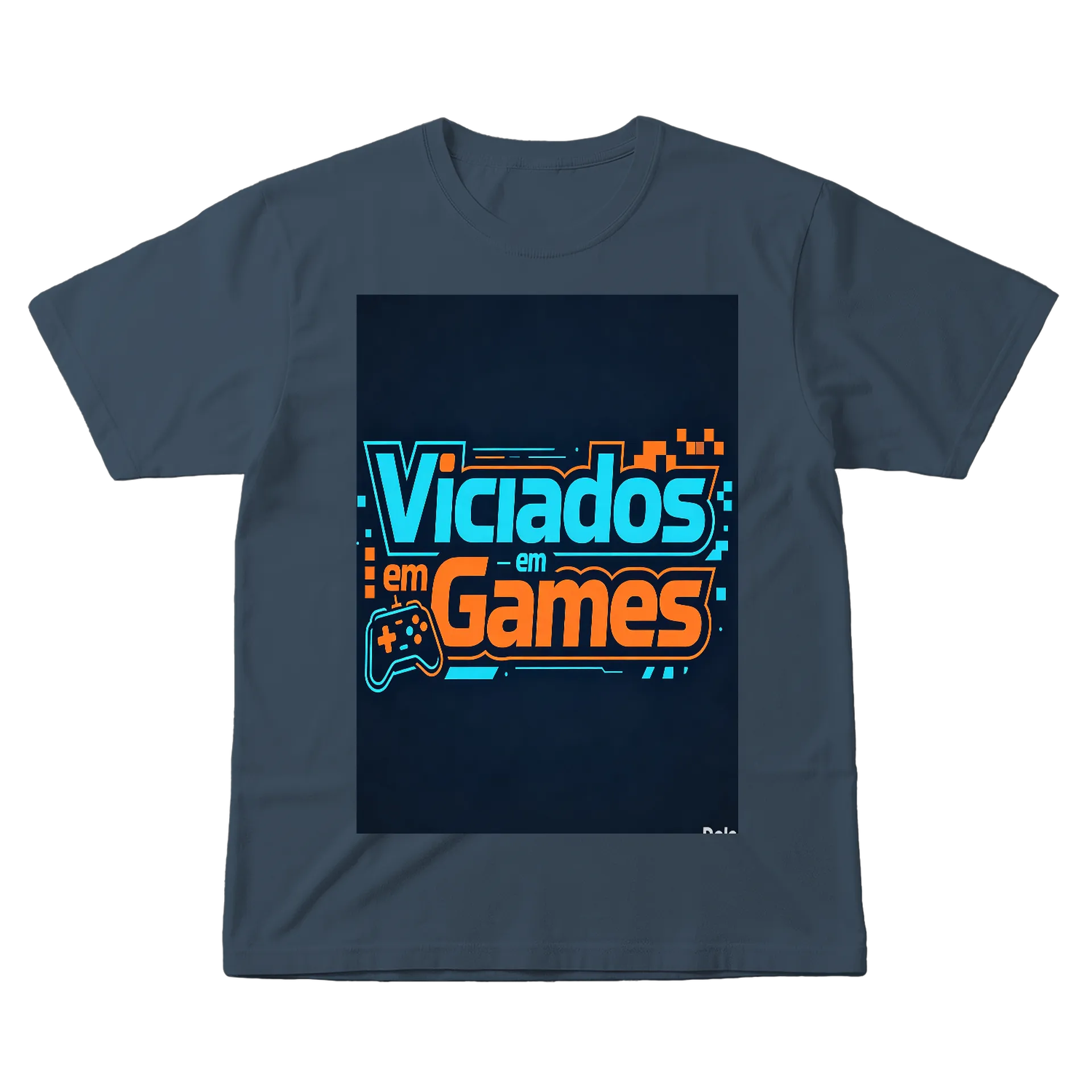 Camiseta Viciados em Games 100% Algodão Azul Marinho - Imagem 1