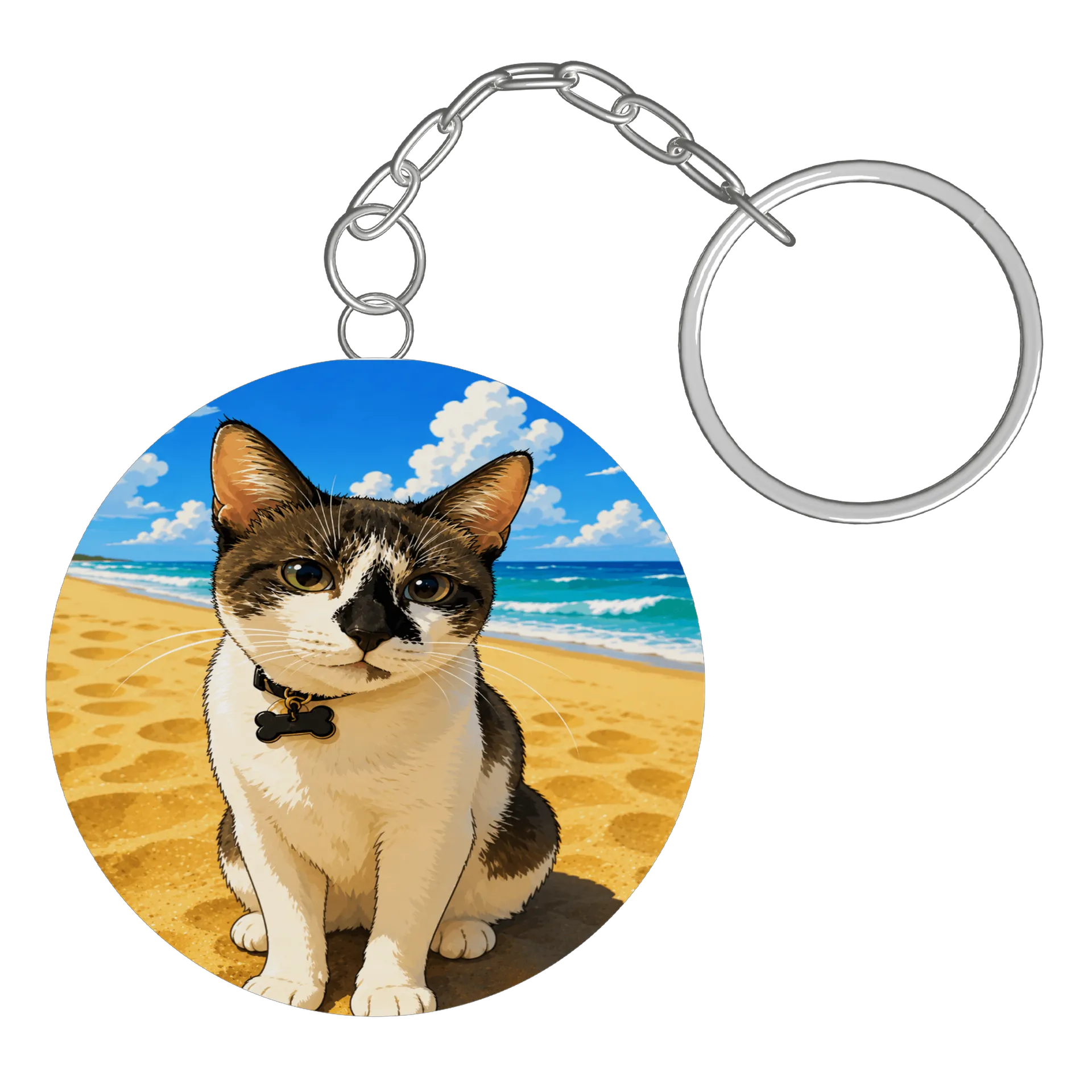 Chaveiro gato praia mdf - Imagem 3