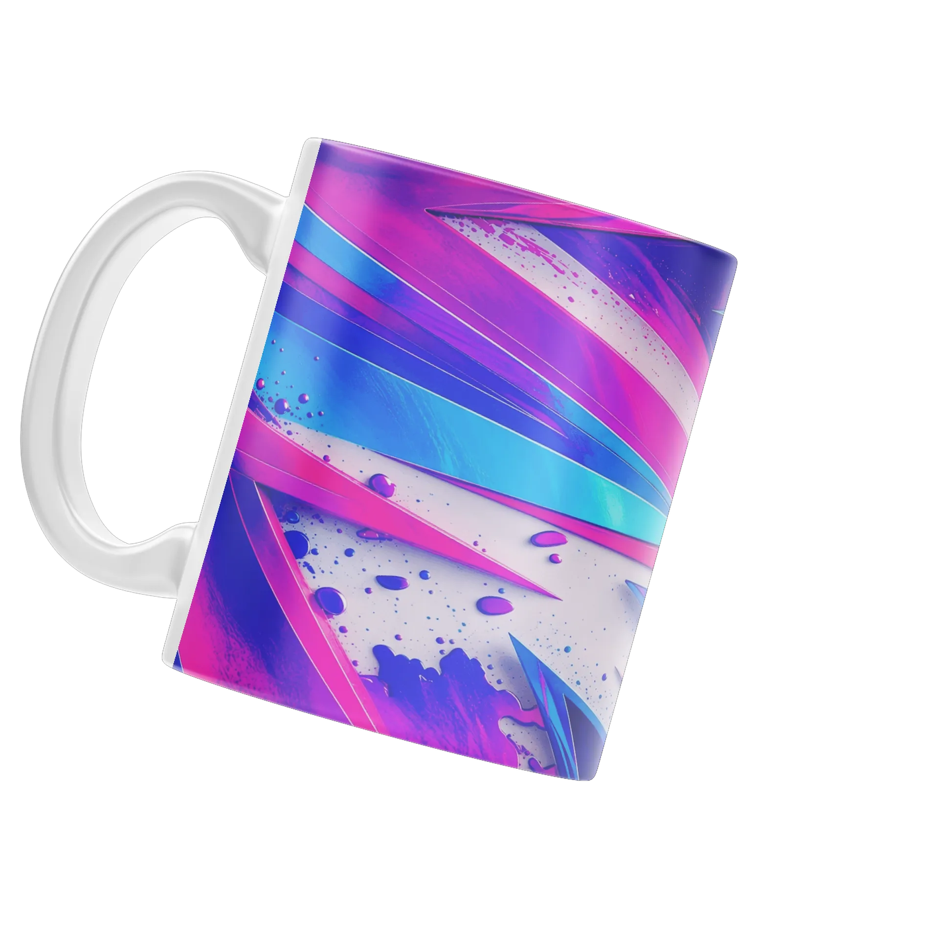 Caneca Abstrata Geométrica Rosa Azul e Roxa 325ml - Imagem 3