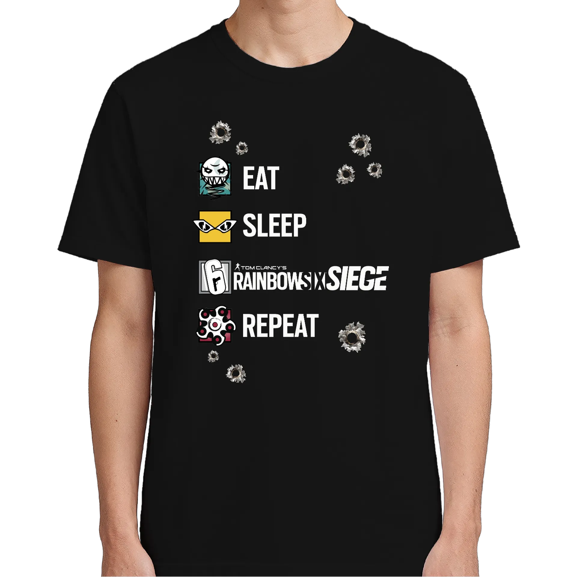 Camiseta Unissex Eat, Sleep, R6, Repeat de Esquenta Store — imagem 2 de 6