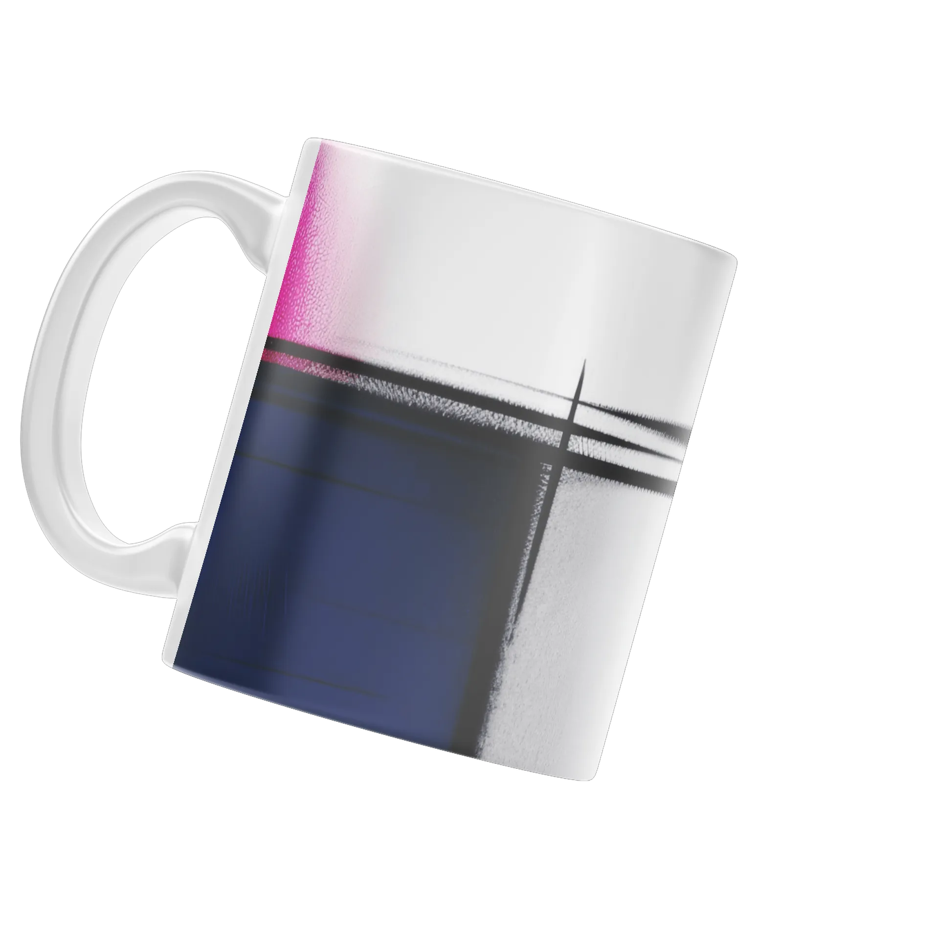 Caneca Cerâmica Abstrata Neon Pink White Blue 325ml - Imagem 3