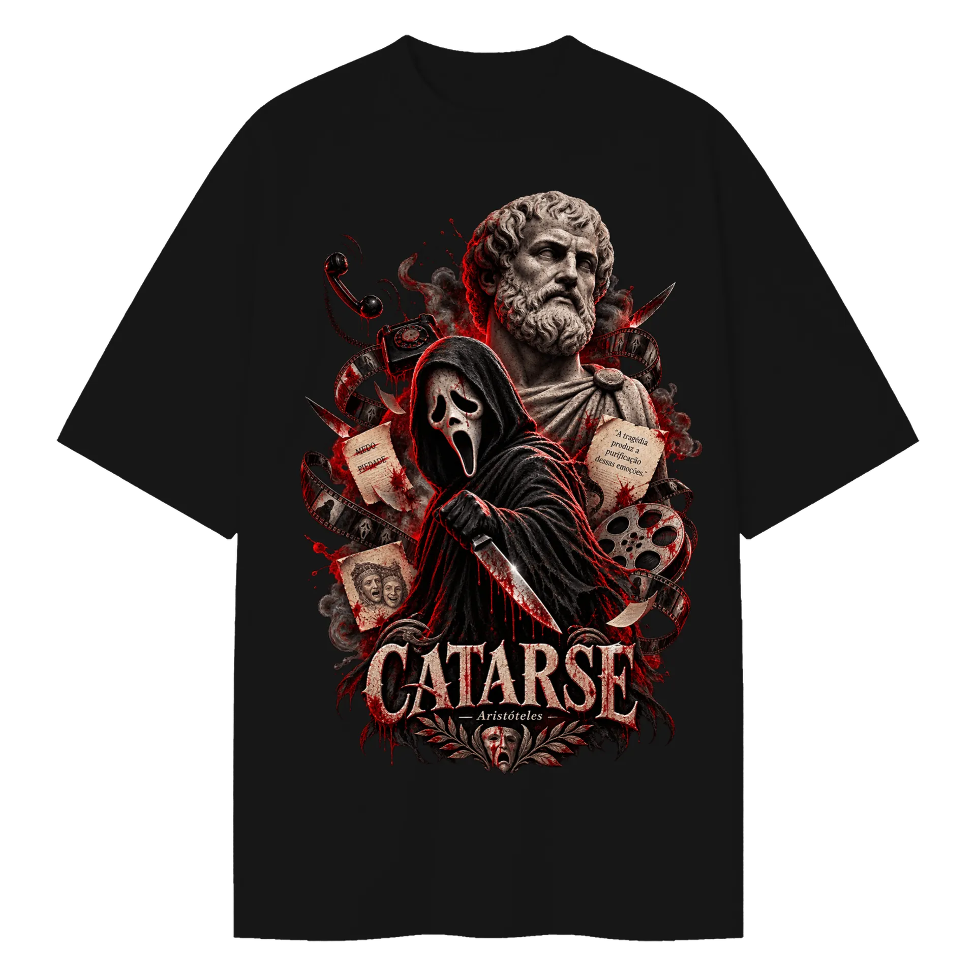 Camiseta Oversized Gohstface e Aristóteles - Imagem 1