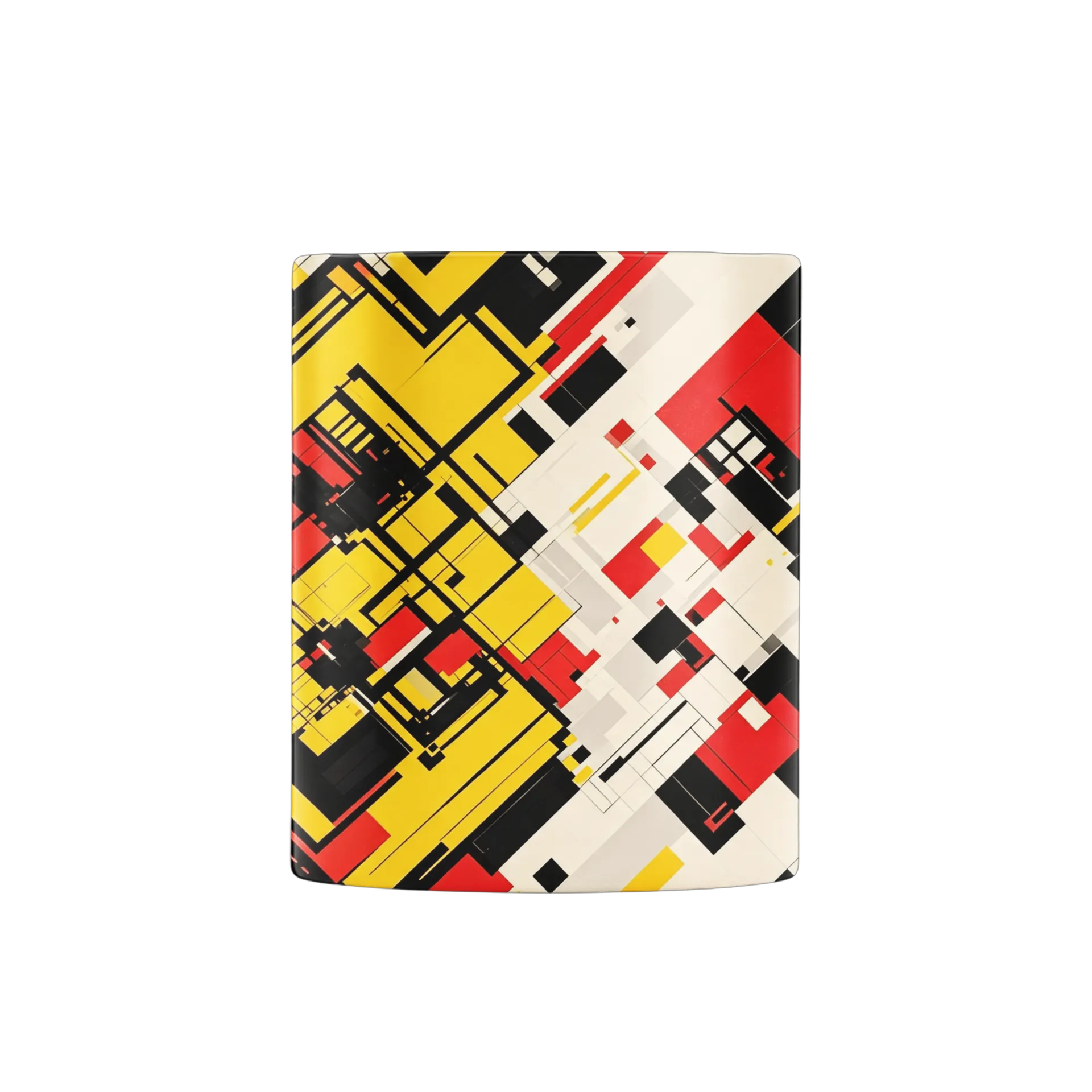 Caneca Geométrica Abstrata Amarelo Vermelho Preto 325ml - Imagem 2