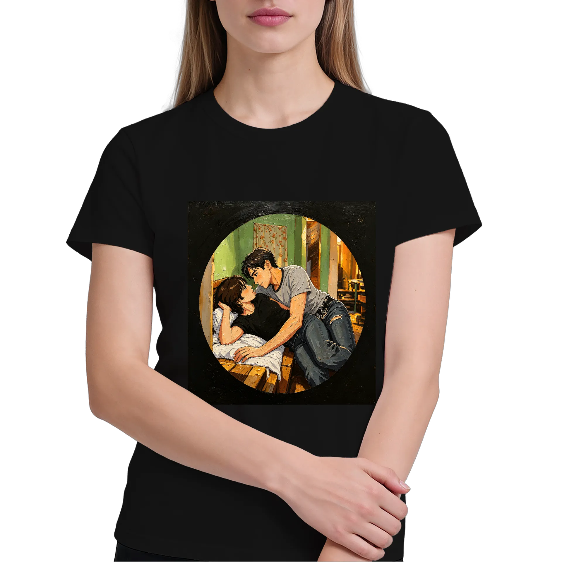 Camiseta Retrô Beijo No Sofa 100% Algodão - Imagem 4