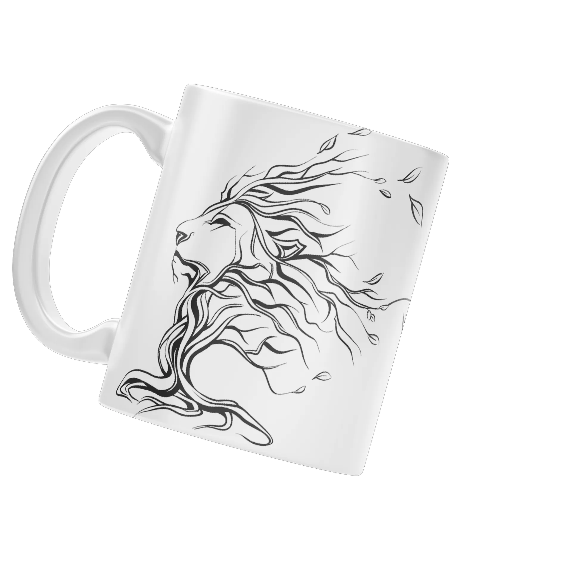 Caneca Porcelana Leão com Folhas 325ml - Imagem 3