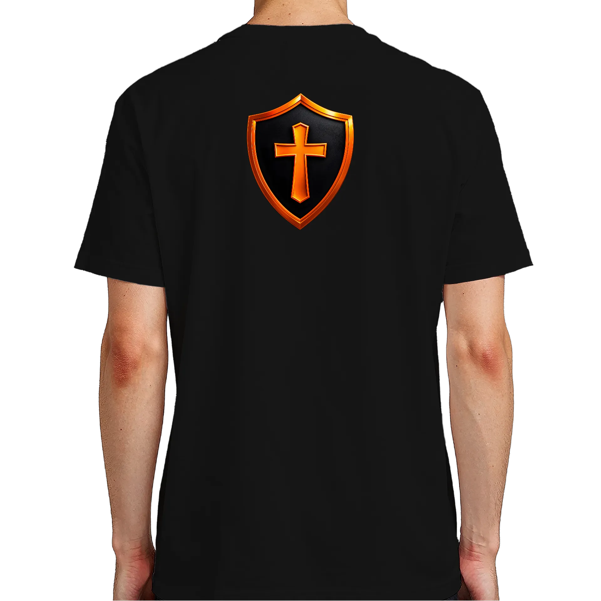 Camiseta Escudo Preto e Cruz Laranja 100% Algodão de CryptosJhonny — imagem 6 de 6