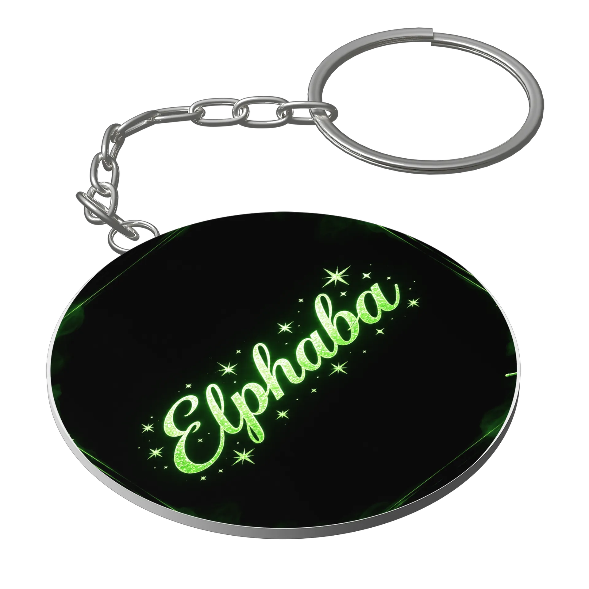 Chaveiro MDF Gravação Esfera Epibaba Estampa Neon Verde - Imagem 1