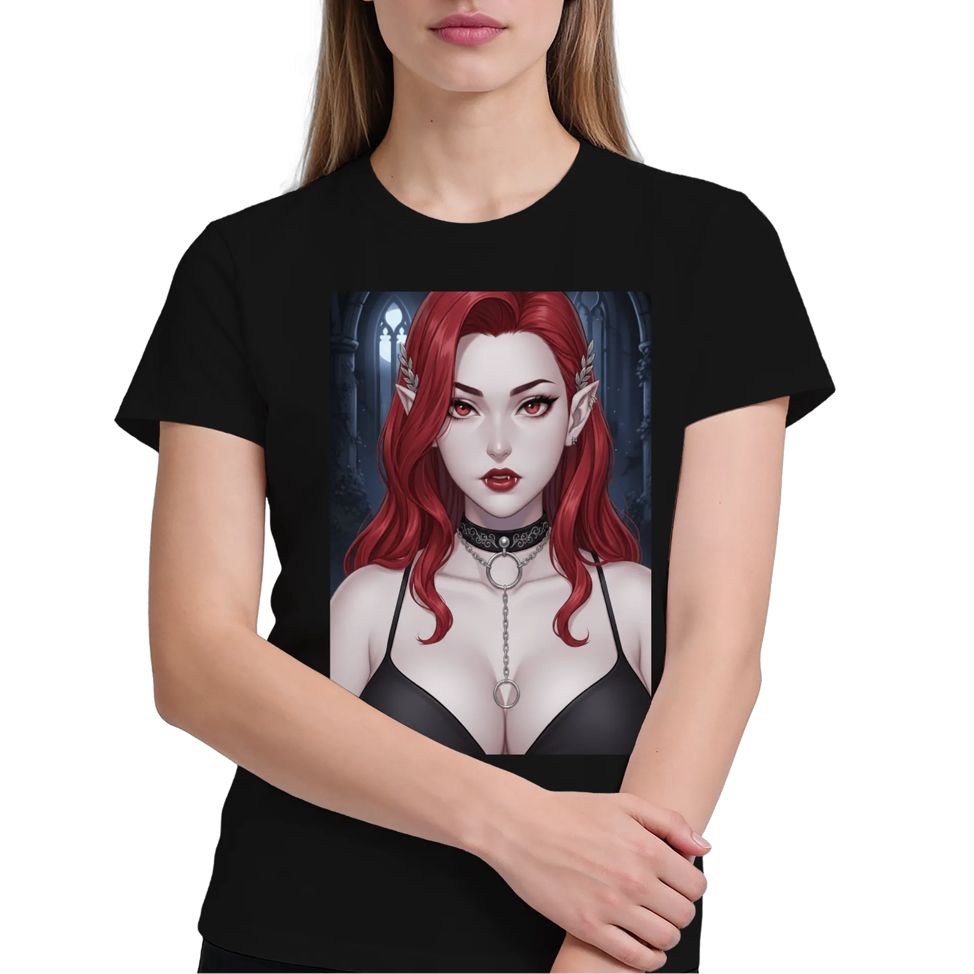 Camiseta Vampira com Cabelo Vermelho 100% Algodão - Imagem 4