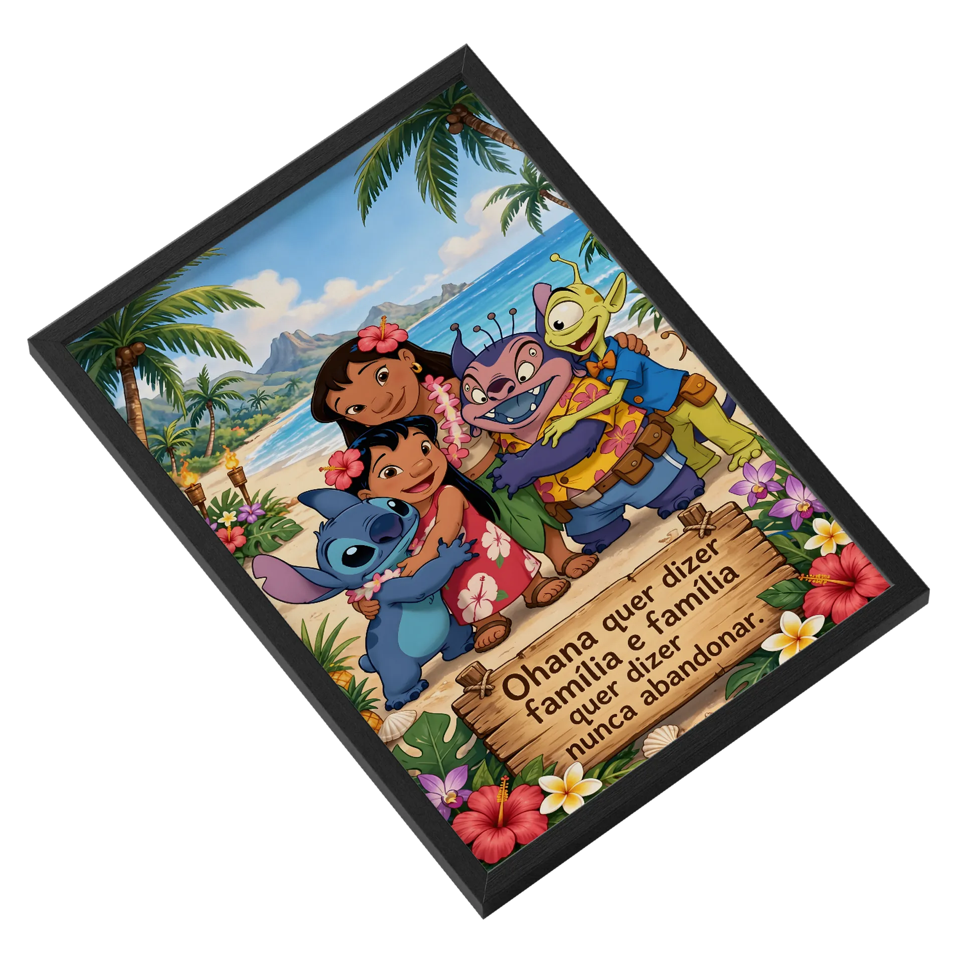 Quadro A3 Stitch personalizado Com Vidro - Imagem 2