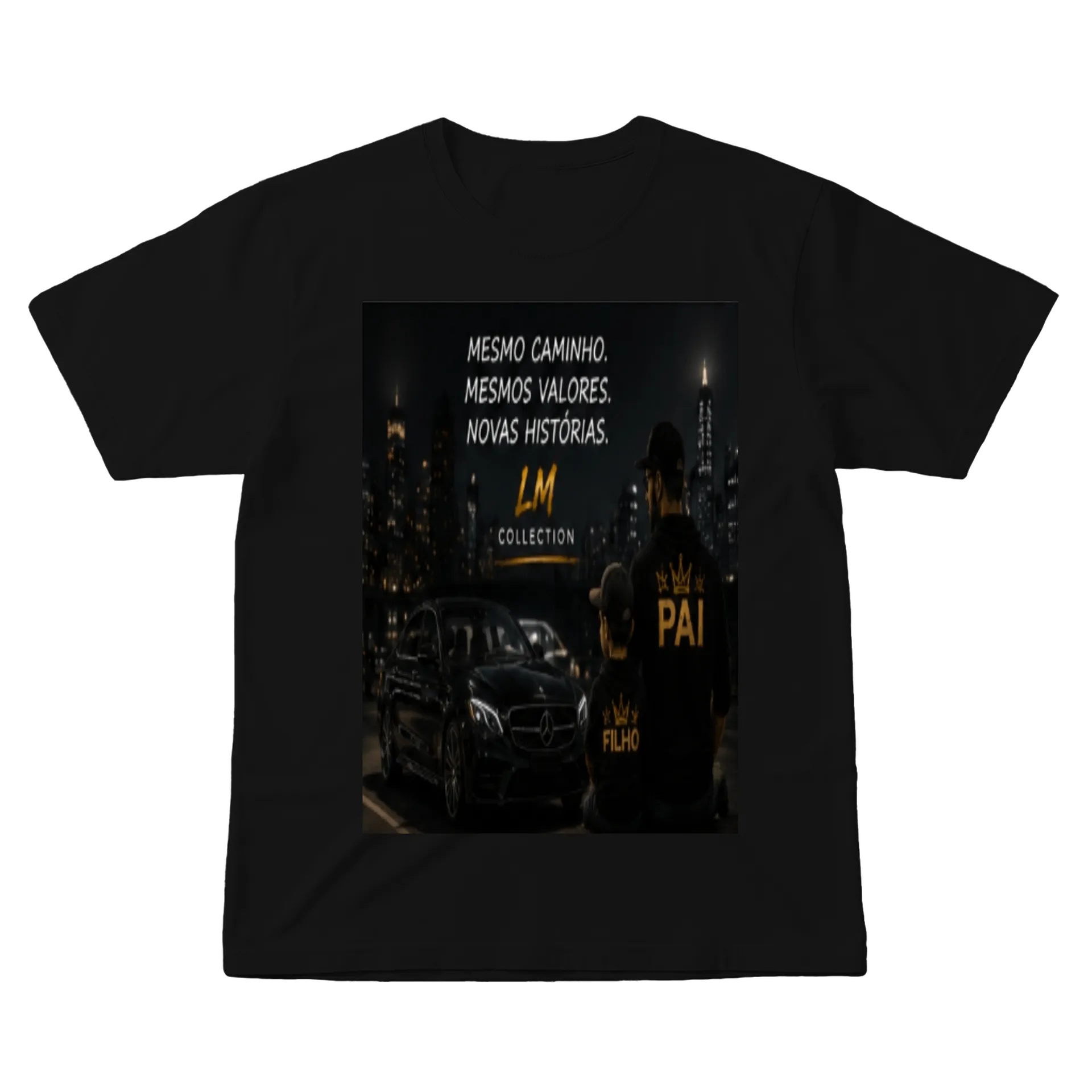 Camiseta Pai e Filho Estampa Tipográfica 100% Algodão - Imagem 1