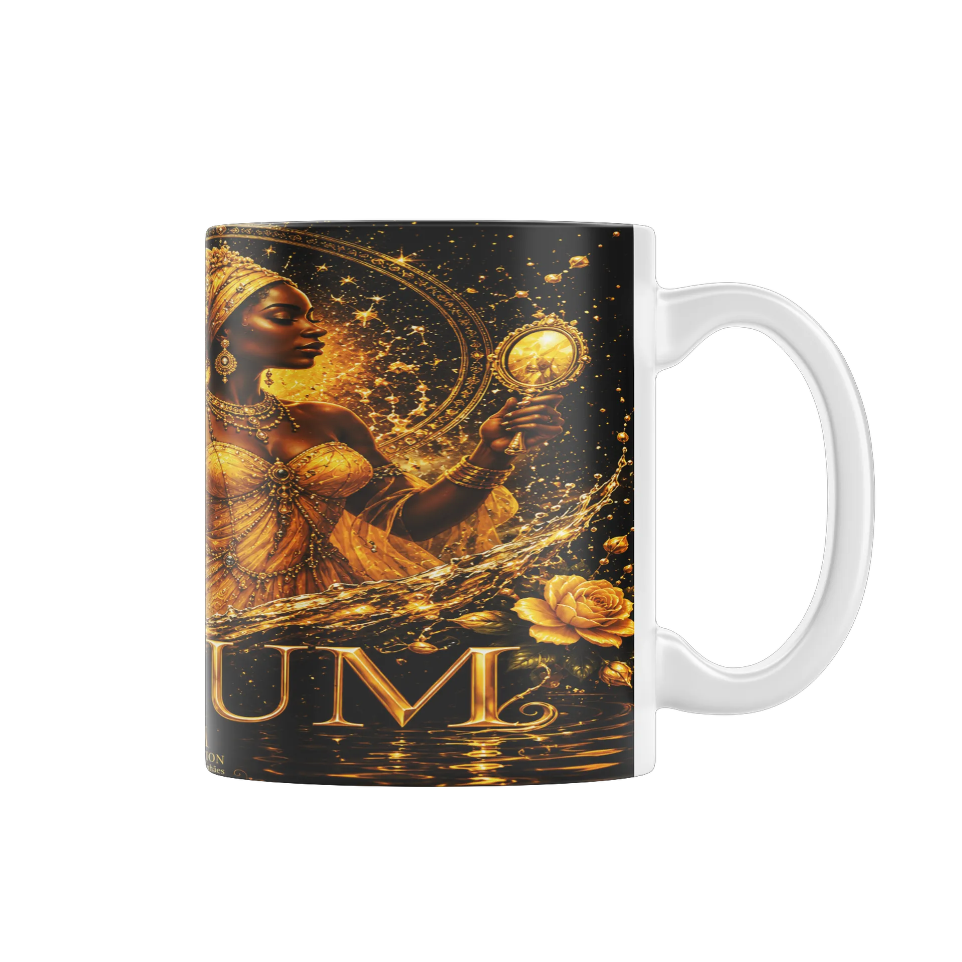 Caneca Porcelana Princesa Ouro 325ml - Imagem 1