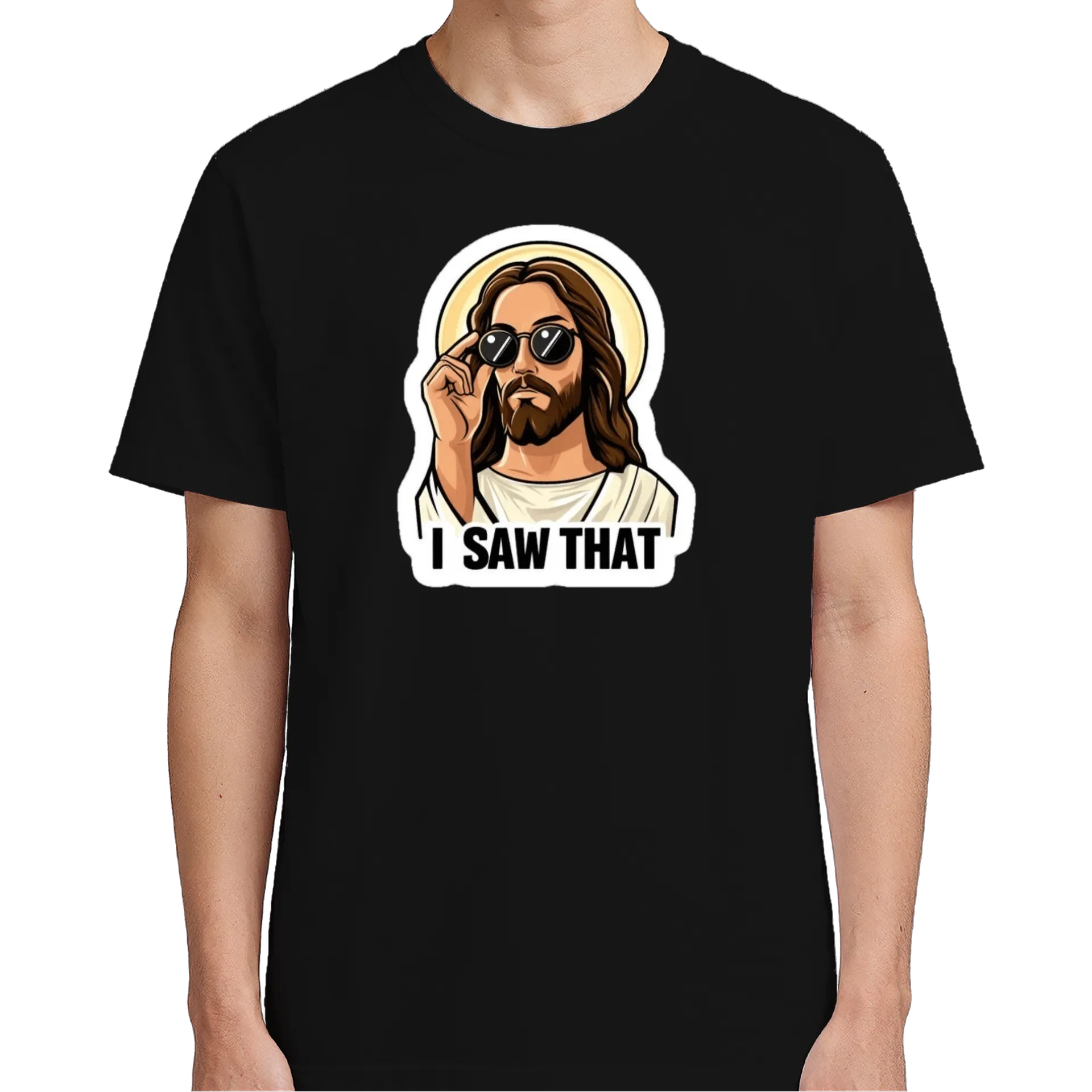 Camiseta Estampa Jesus Óculos 100% Algodão - Imagem 5