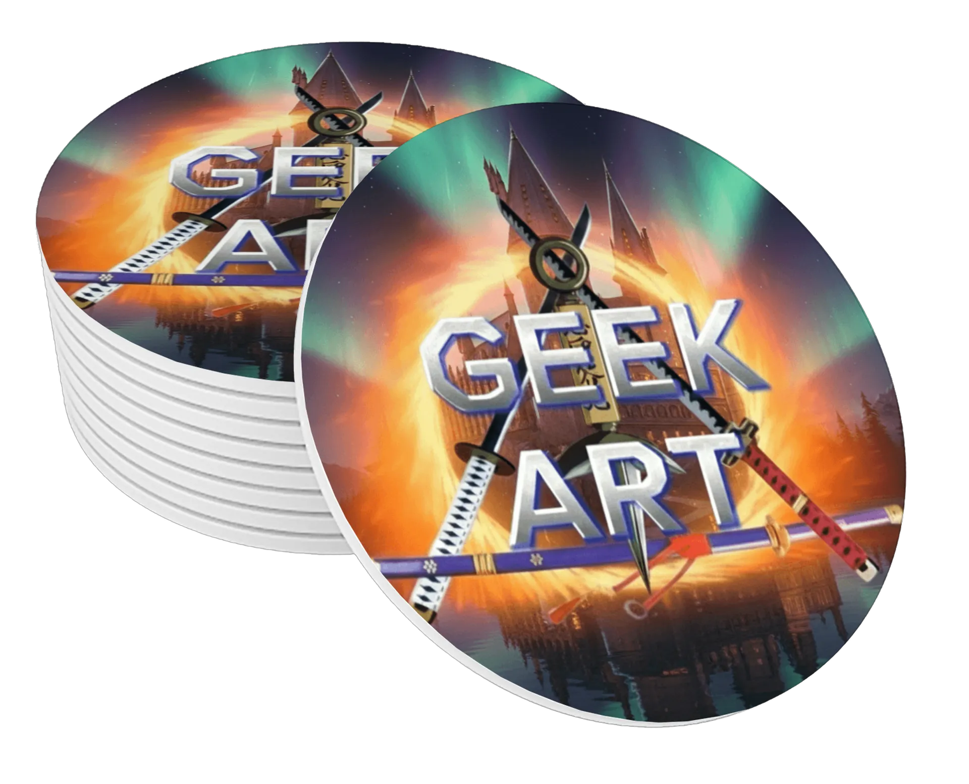 Porta-copo Geek Art Espadas e Castelo MDF de Geek Art — imagem 1 de 3
