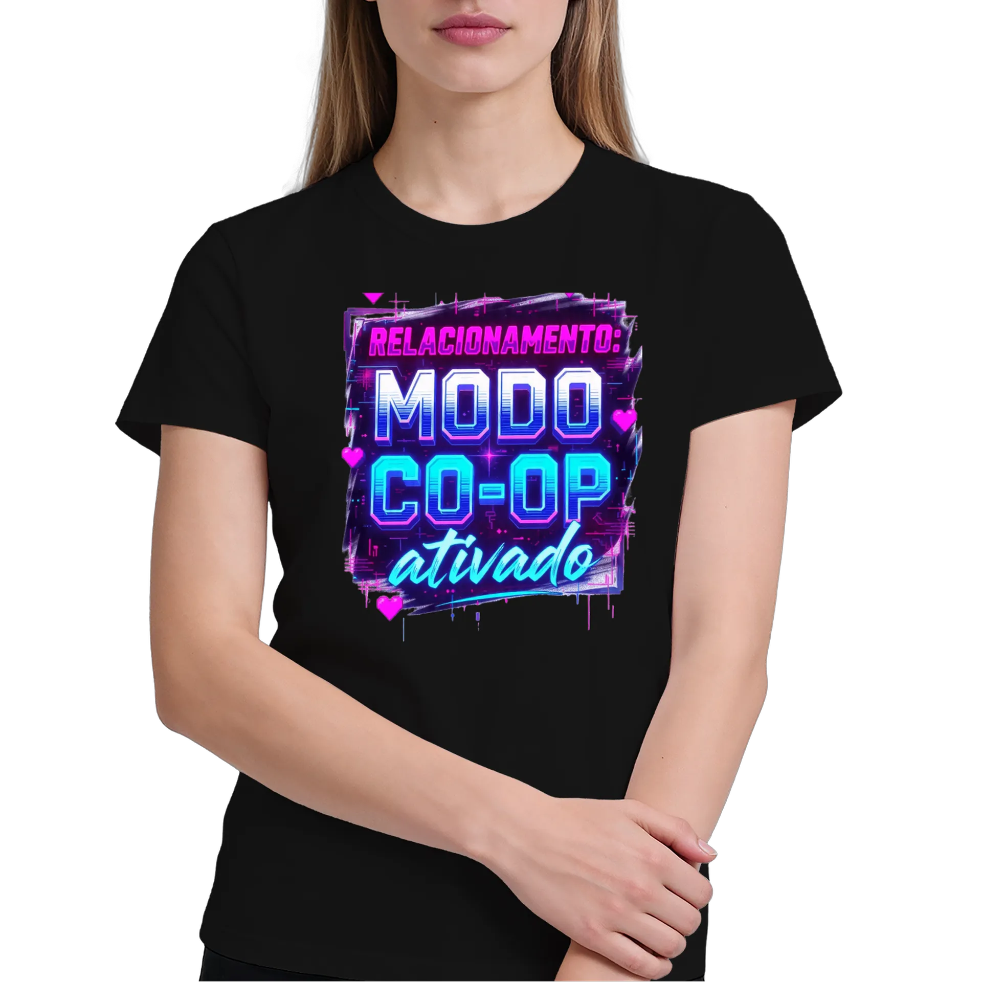 Camiseta Modo Co-Op Ativado 100% Algodão - Imagem 4
