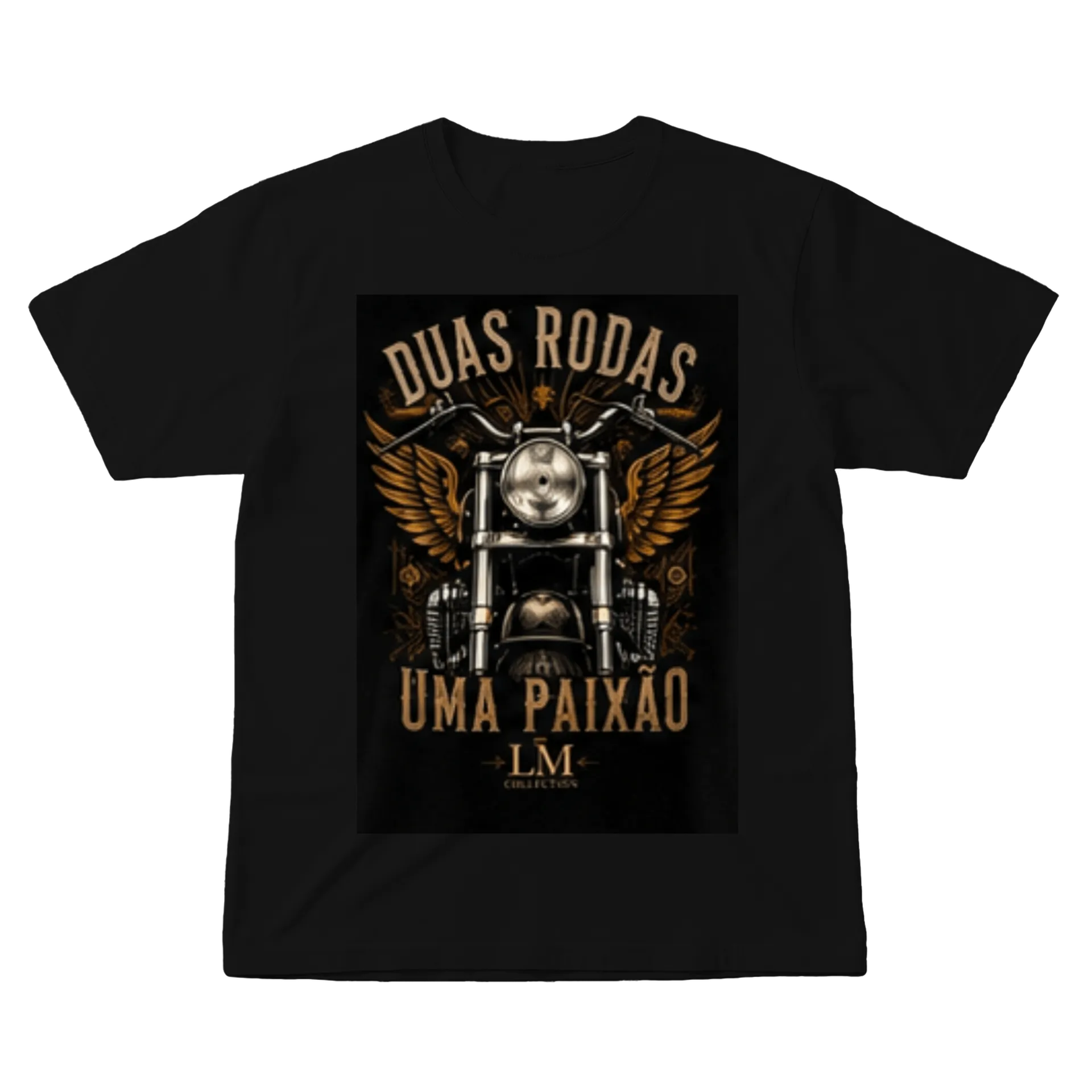 Camiseta Harley Davidson estilo com asa dourada 100% algodão - Imagem 1