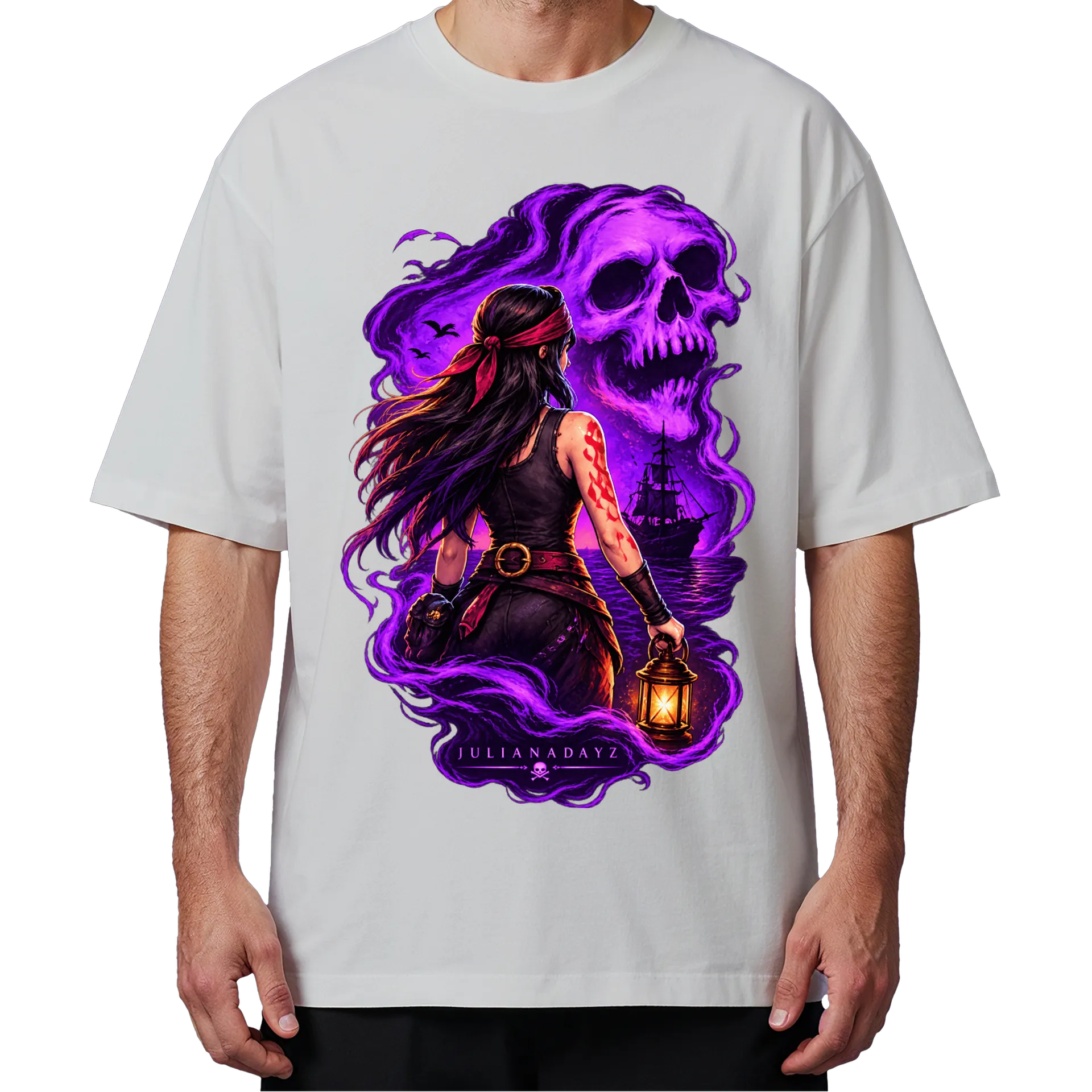 Camiseta Oversized Caveira Espectral Mulher - Imagem 4
