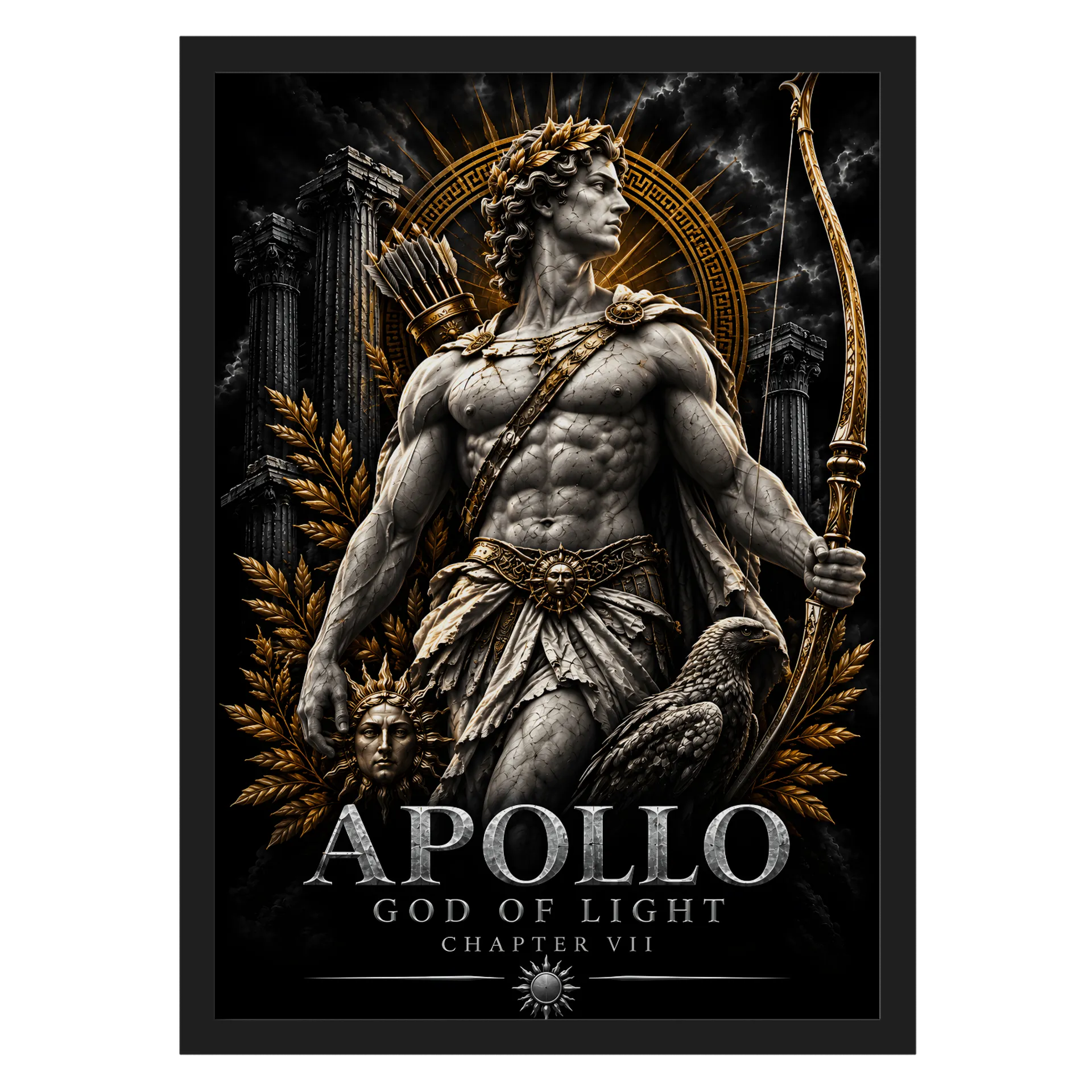 Quadro Apollo Deus da Luz Estilo Mitológico A3 com Vidro de IronFitStreet — imagem 1 de 3