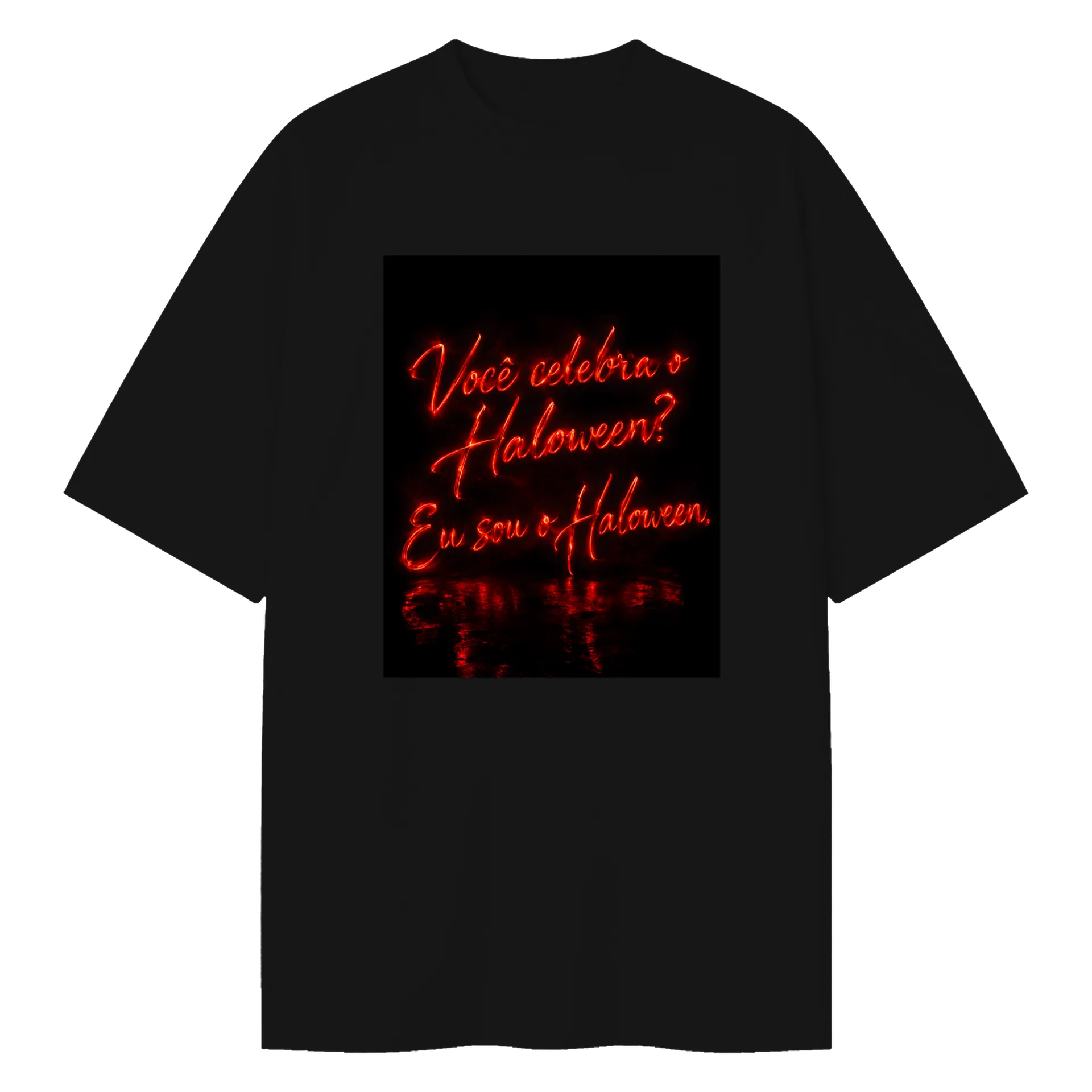 Camiseta Oversized Estampa Tipográfica Halloween Neon - Imagem 1