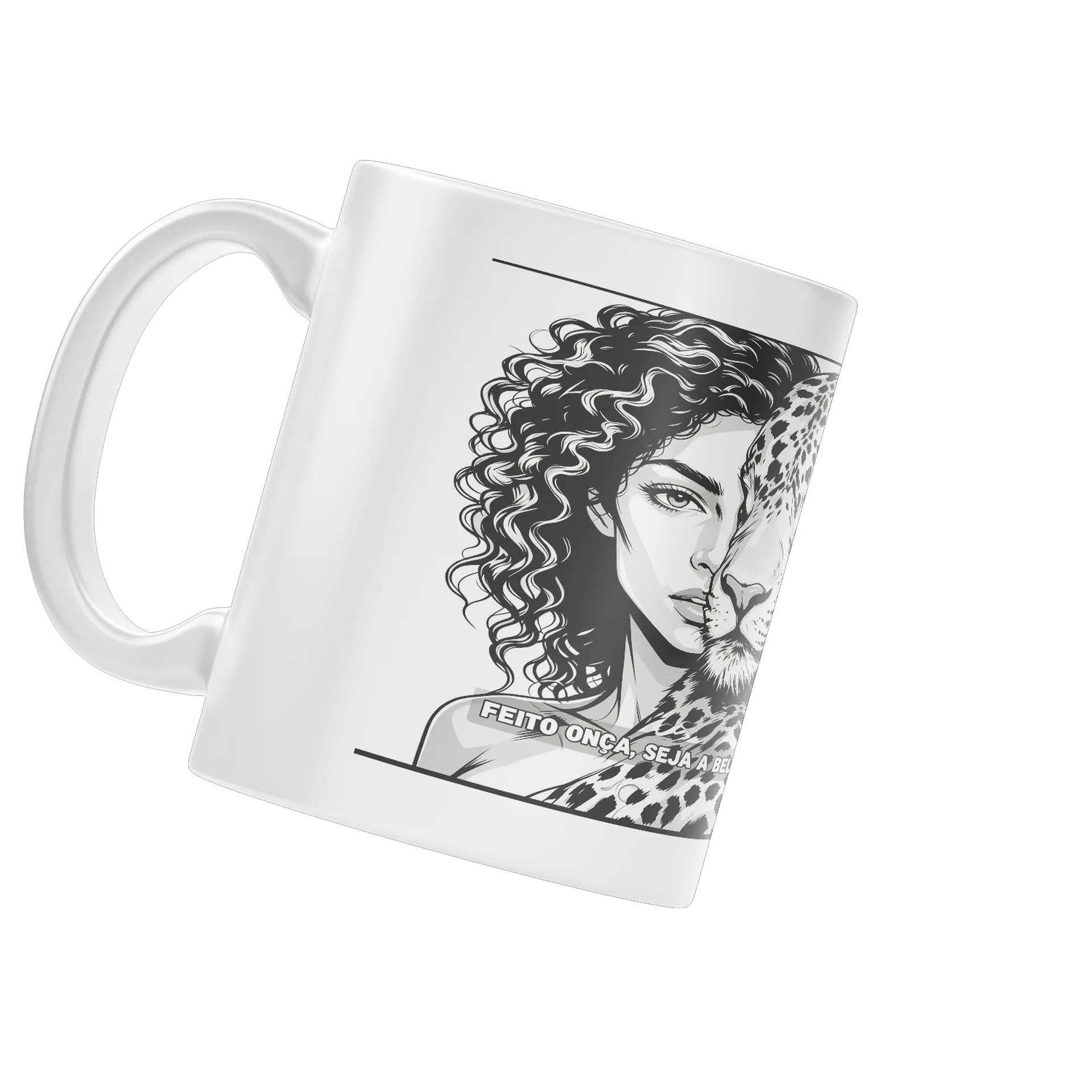 Caneca Branco Leopardos Gato inspirado 325ml - Imagem 4