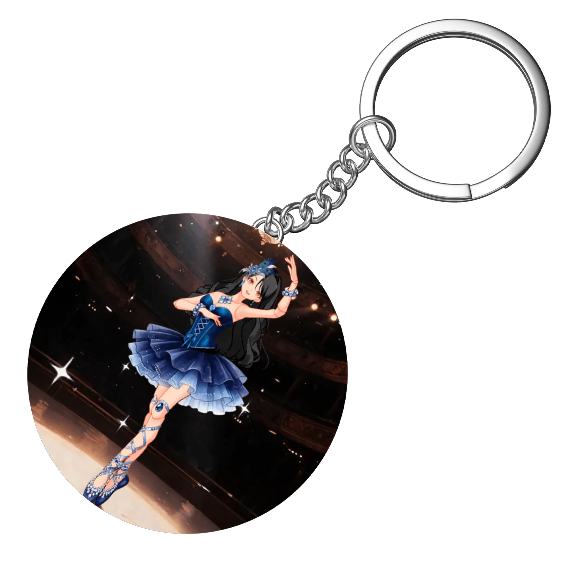 Chaveiro MDF Bailarina Azul Estampa Ilustrativa Artística de Lady Siam — imagem 3 de 3