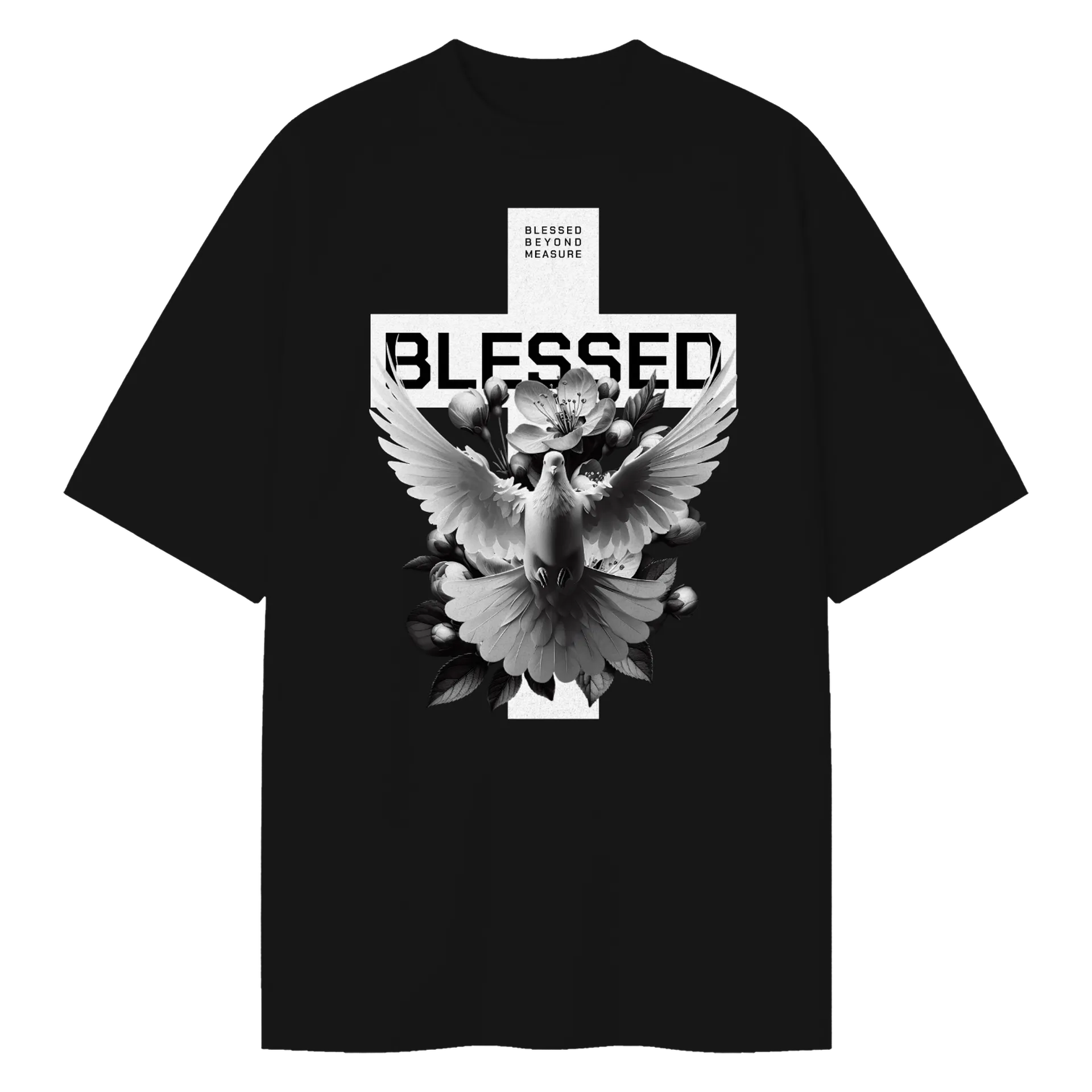 Camiseta Oversized Pássaro Branco Estampa Tipográfica Preto - Imagem 1