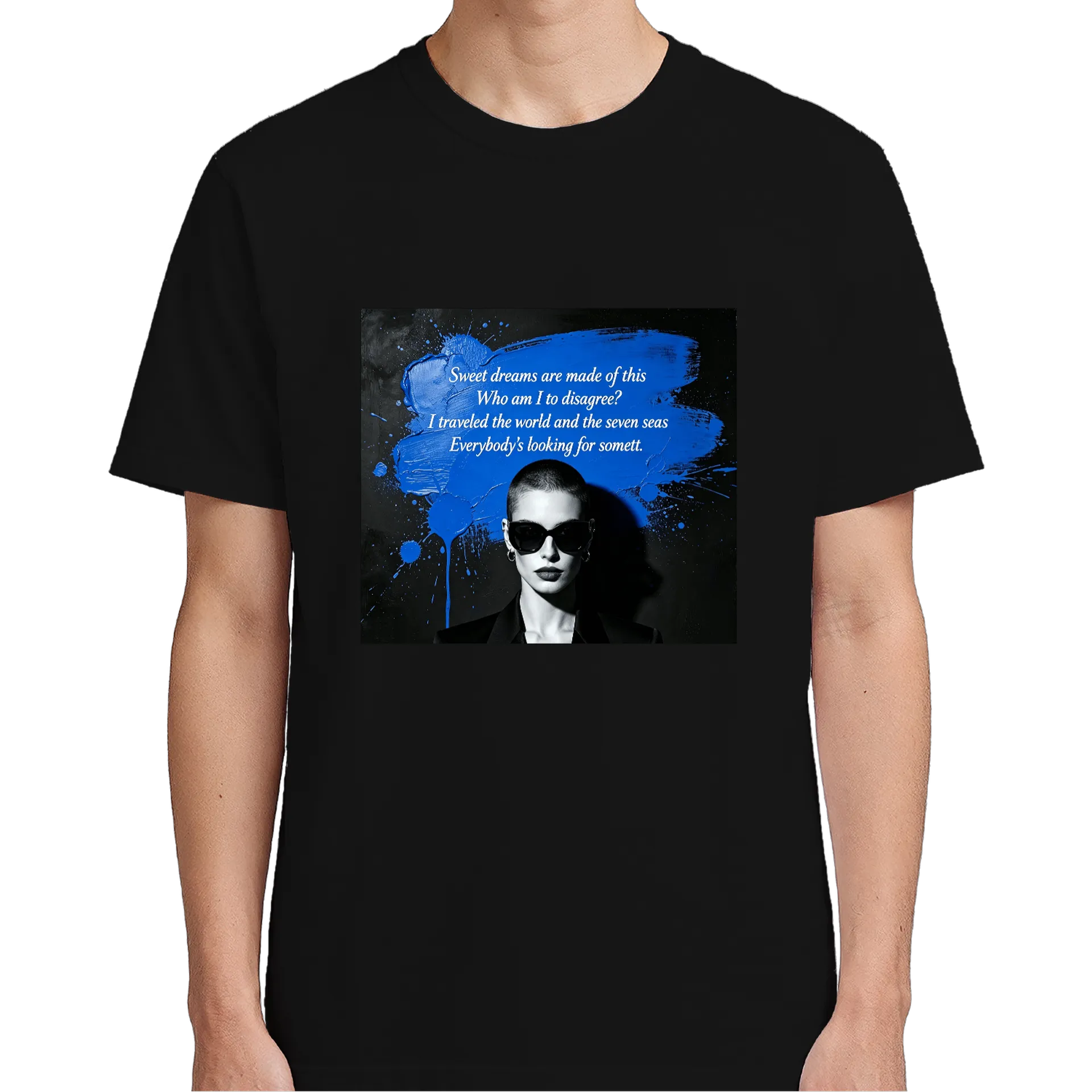 Camiseta Voila Poética Estampa Paleta Azul Preto 100% - Imagem 4