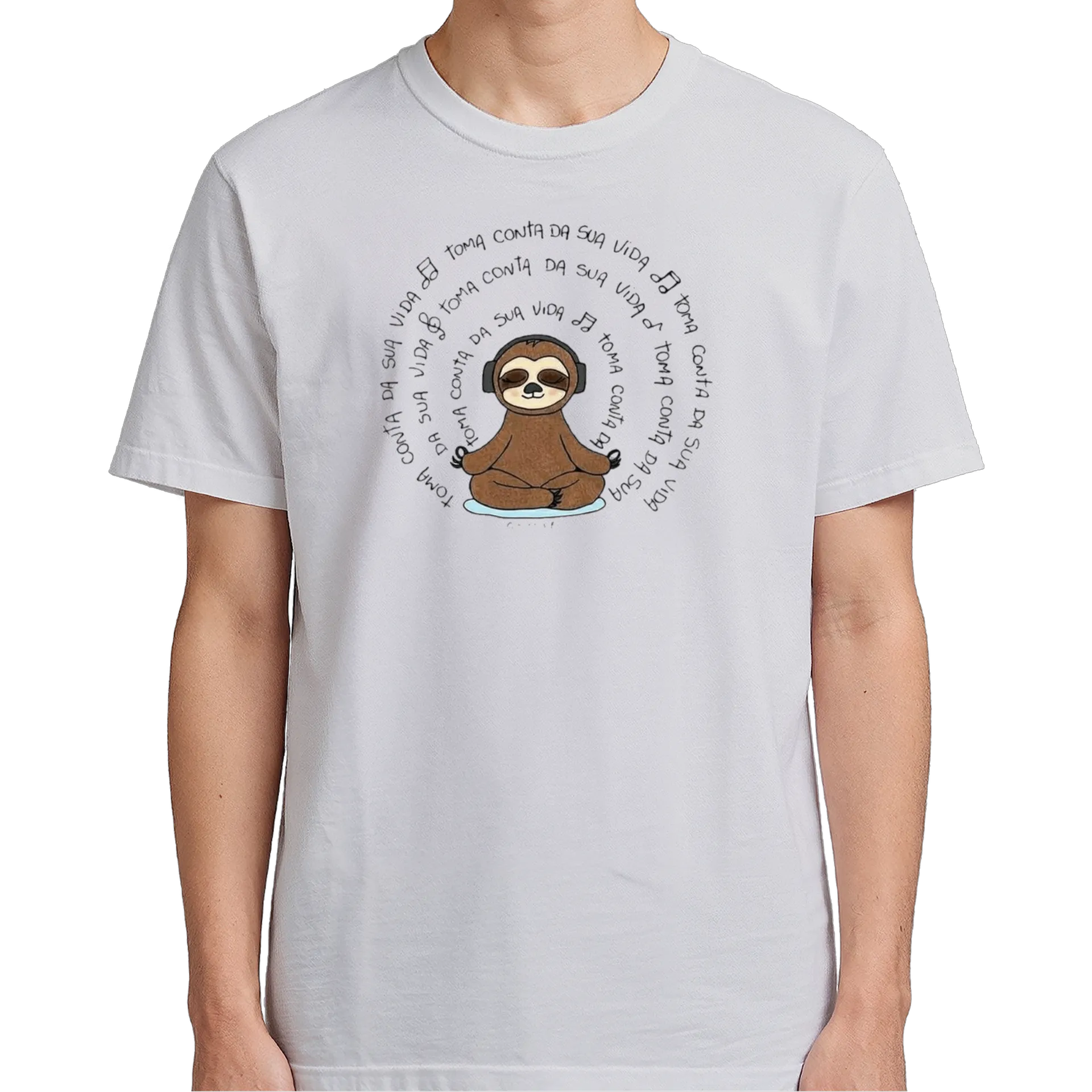 Camiseta Bicho-Preguiça Meditando 100% Algodão - Imagem 5