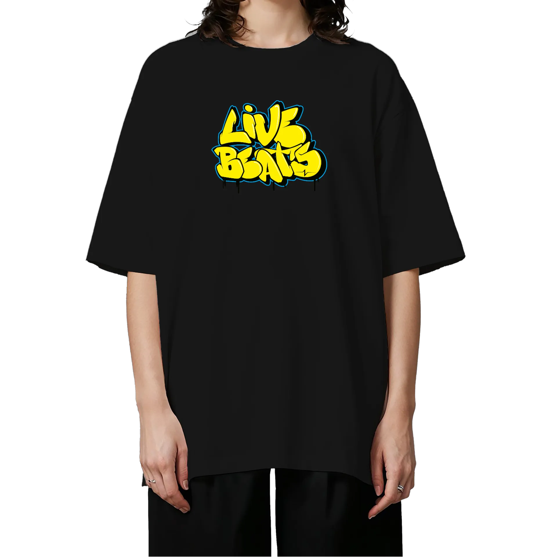 Camiseta Oversized Estampa Tipográfica LiveBeats 100% de ZazaOne — imagem 3 de 6
