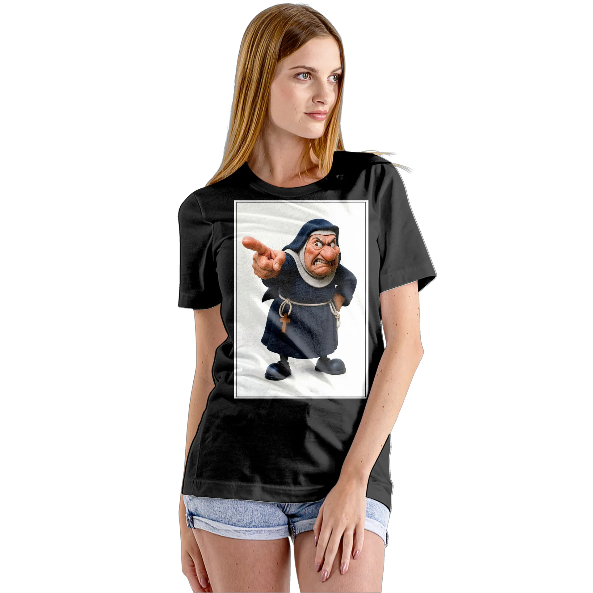 Camiseta Babylook Freira Cartoon 100% Algodão - Imagem 5