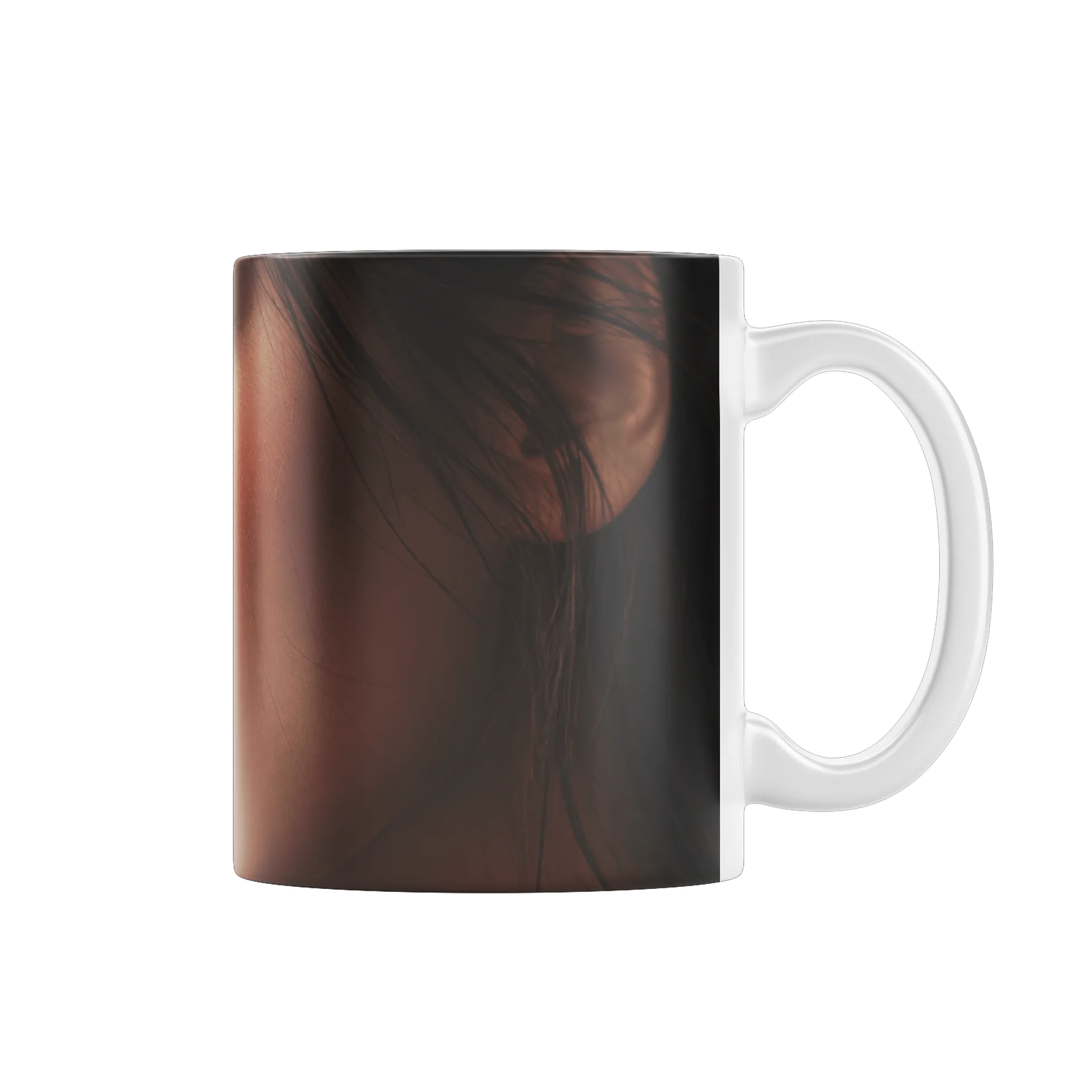 Caneca Rosto Feminino Realista Olhos Azuis 325ml - Imagem 1