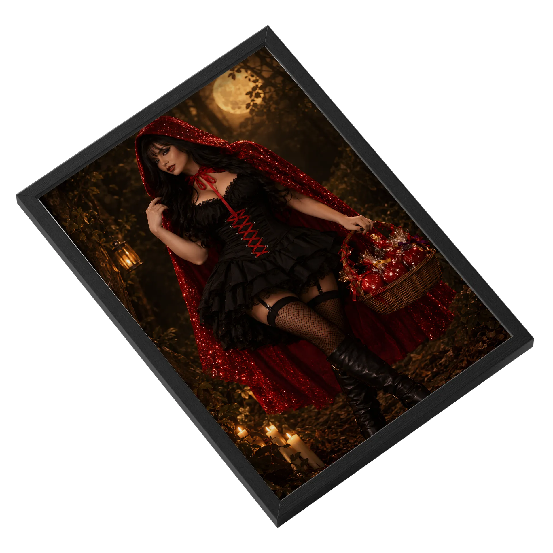 Quadro Chapeuzinho Vermelho Realista Capa Vermelha A3 - Imagem 2