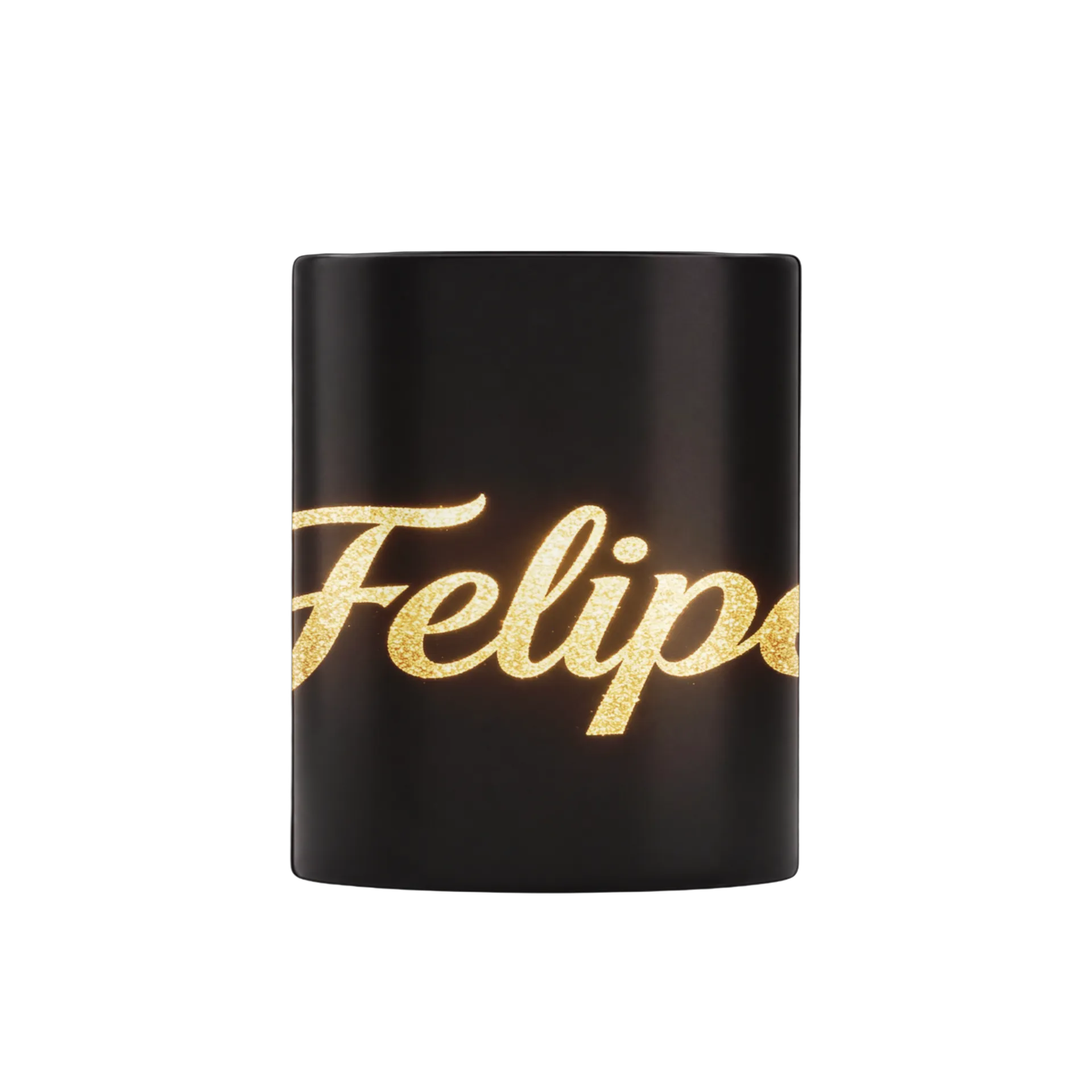 Caneca Porcelana Frase Feliz Nome Gold 325ml - Imagem 1