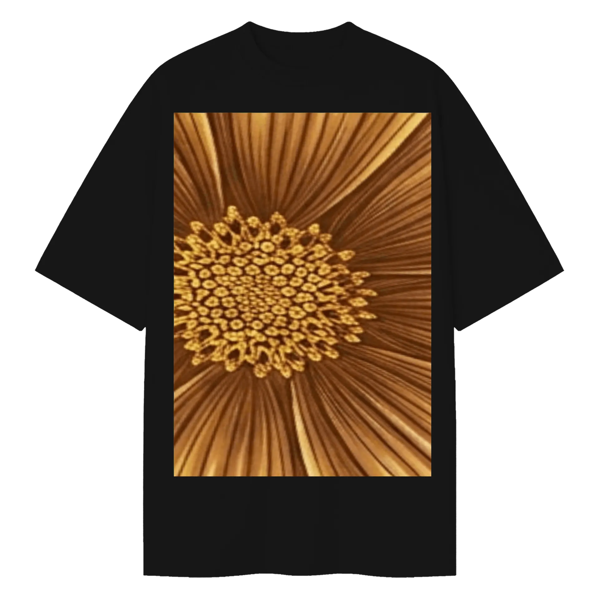 Camiseta Oversized Flor de Crochê Dourada 'Naychronstremers' - Imagem 1