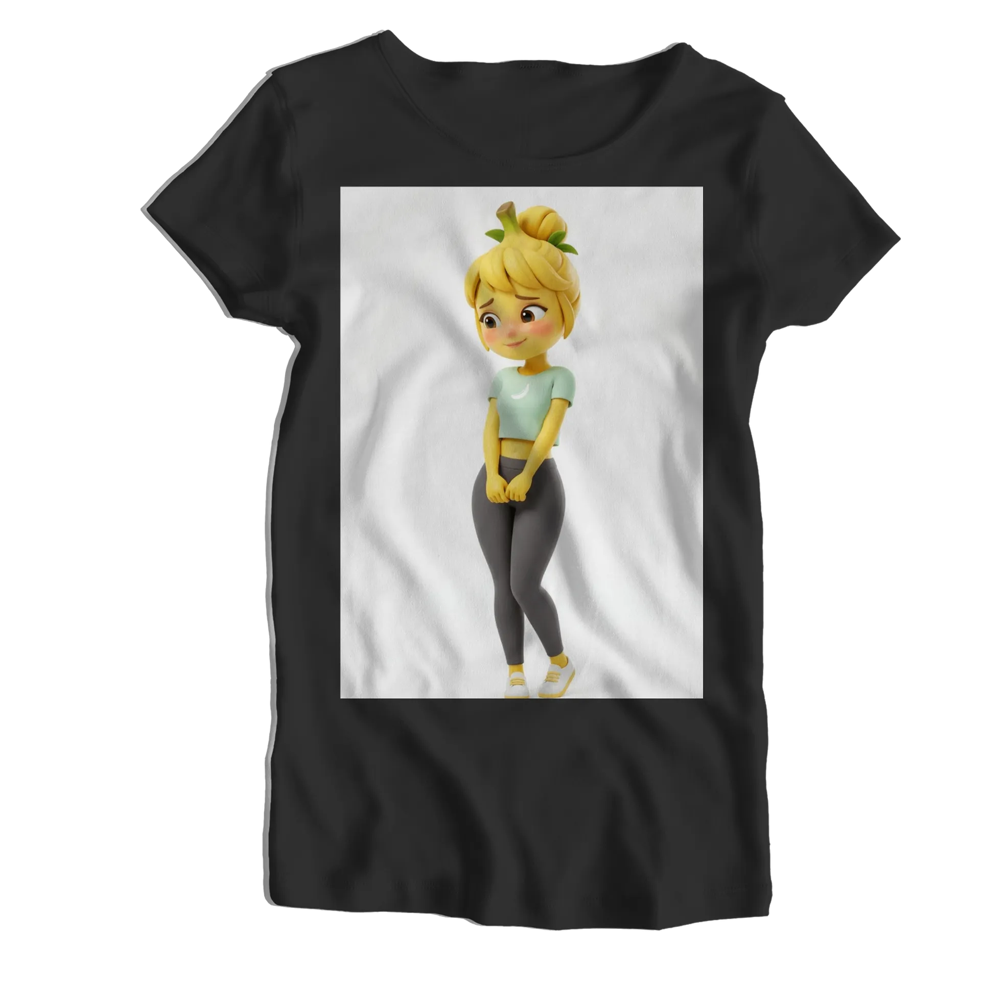 Camiseta Babylook Personagem Cartoon com Banana 100% Algodão - Imagem 1