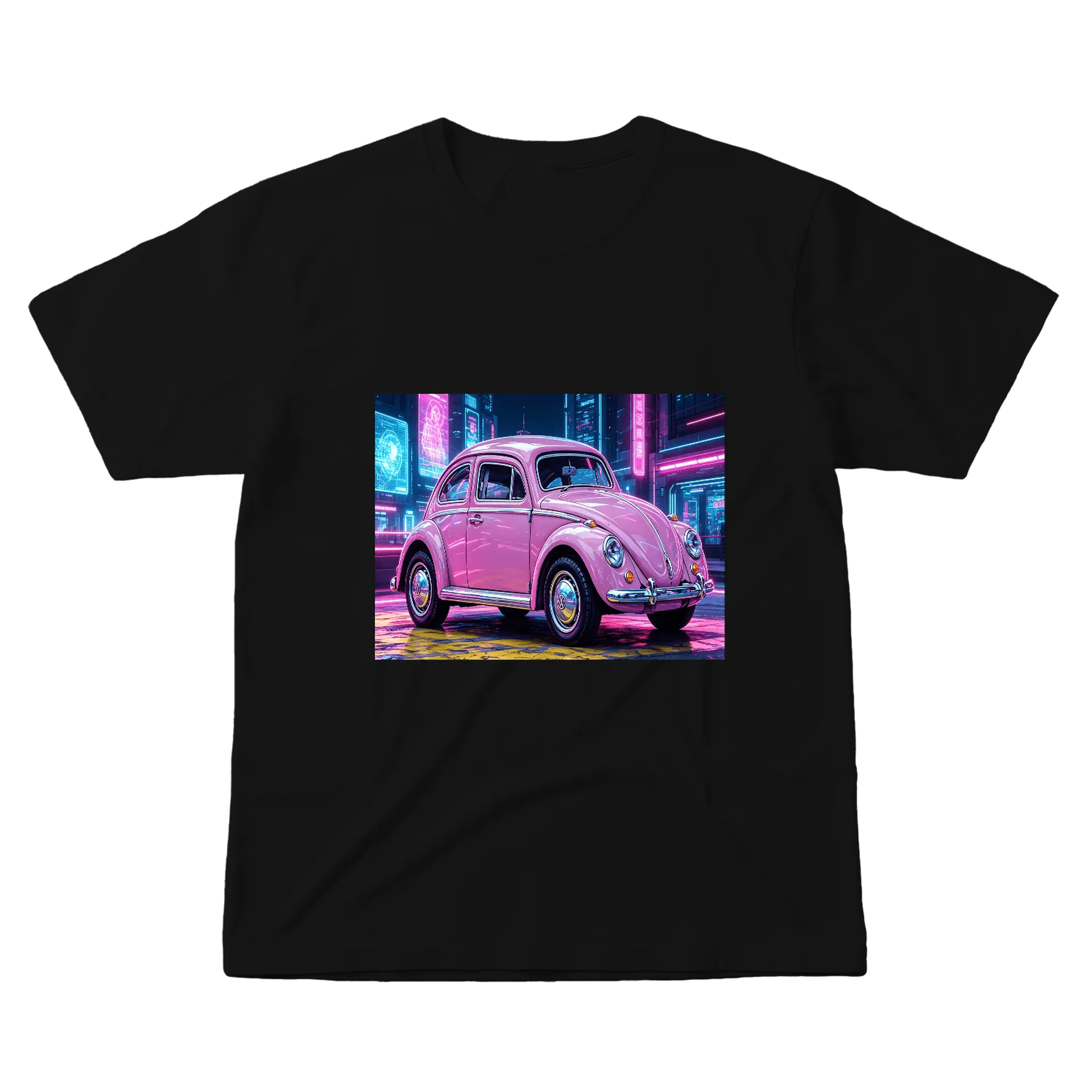 Camiseta Carro Volkswagen Fusca Rosa 100% Algodão - Imagem 1