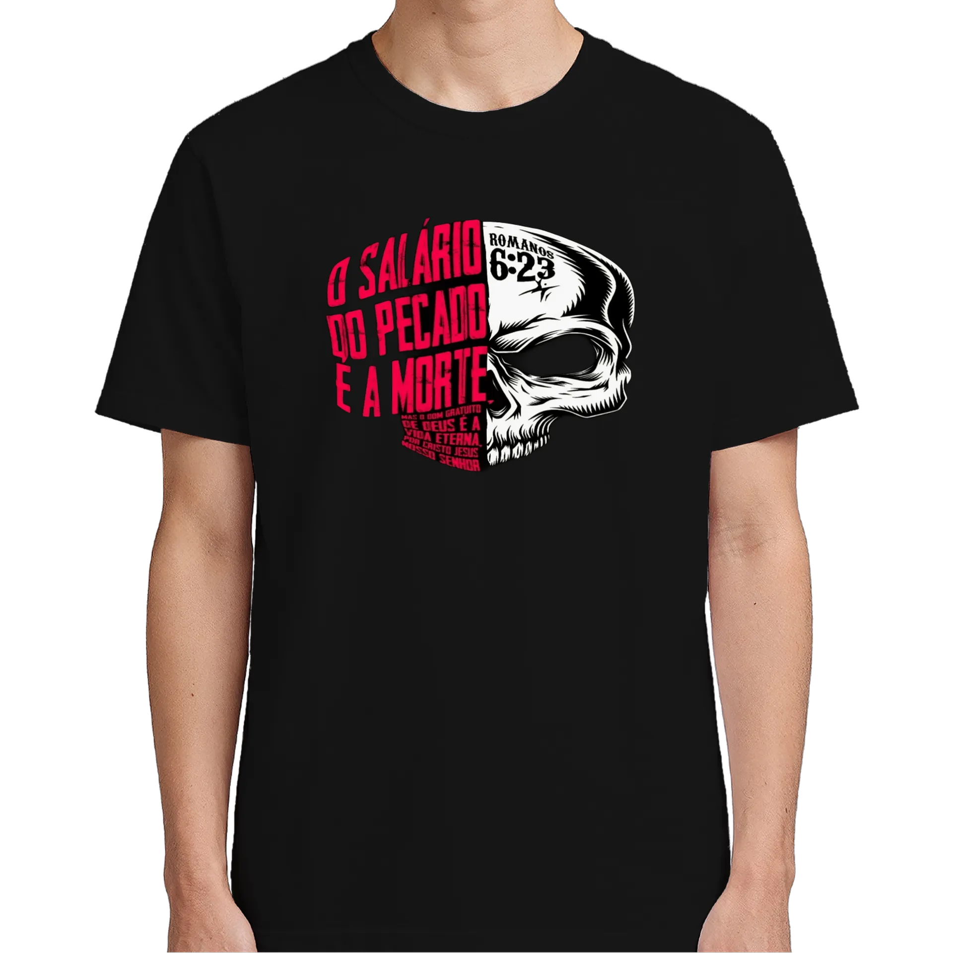 Camiseta Caveira O Salário do Pecado 100% Algodão - Imagem 5