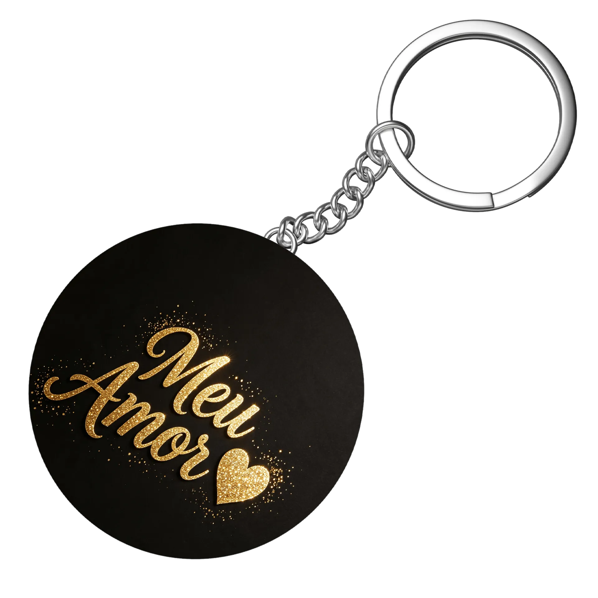 Chaveiro MDF Mensagem Amor Com Glitters Ouro - Imagem 3