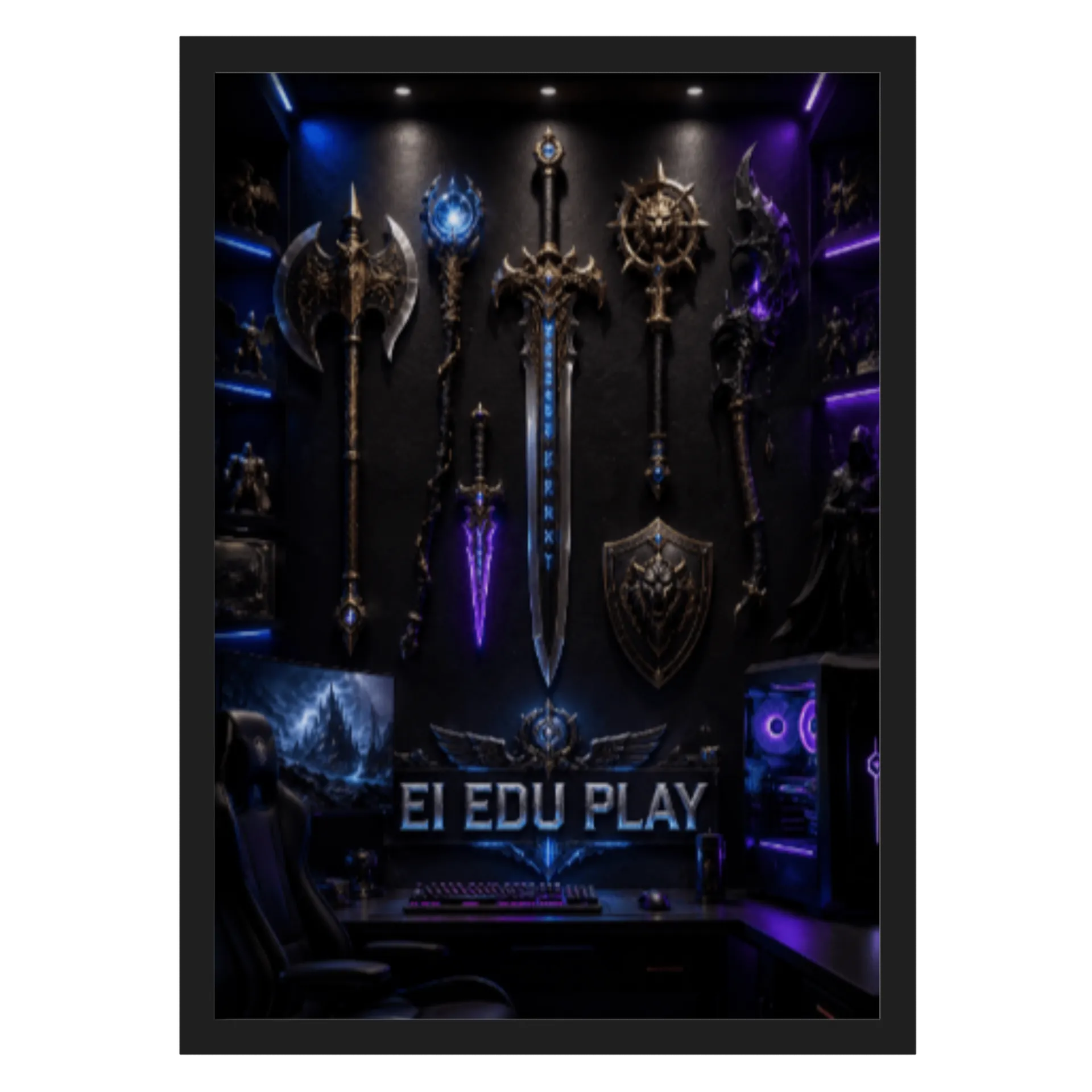 Quadro Arte Gamer Espadas e Escudos A3 de Ei Edu Play