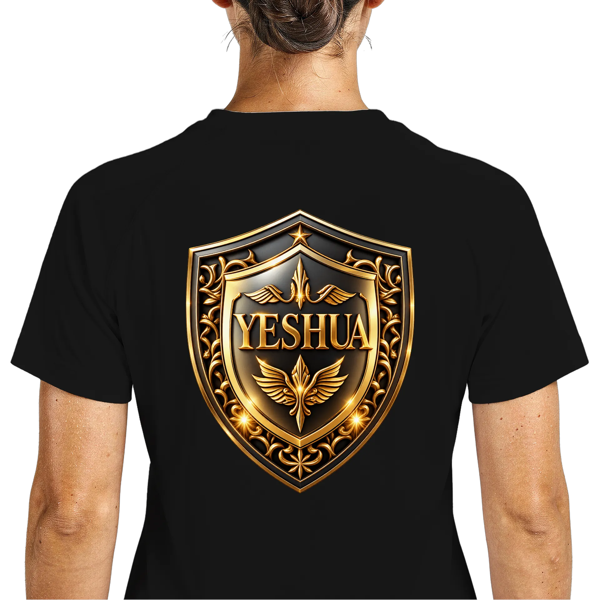 Camiseta Dry Fit Escudo Yeshua Dourado e Preto Unissex - Imagem 5