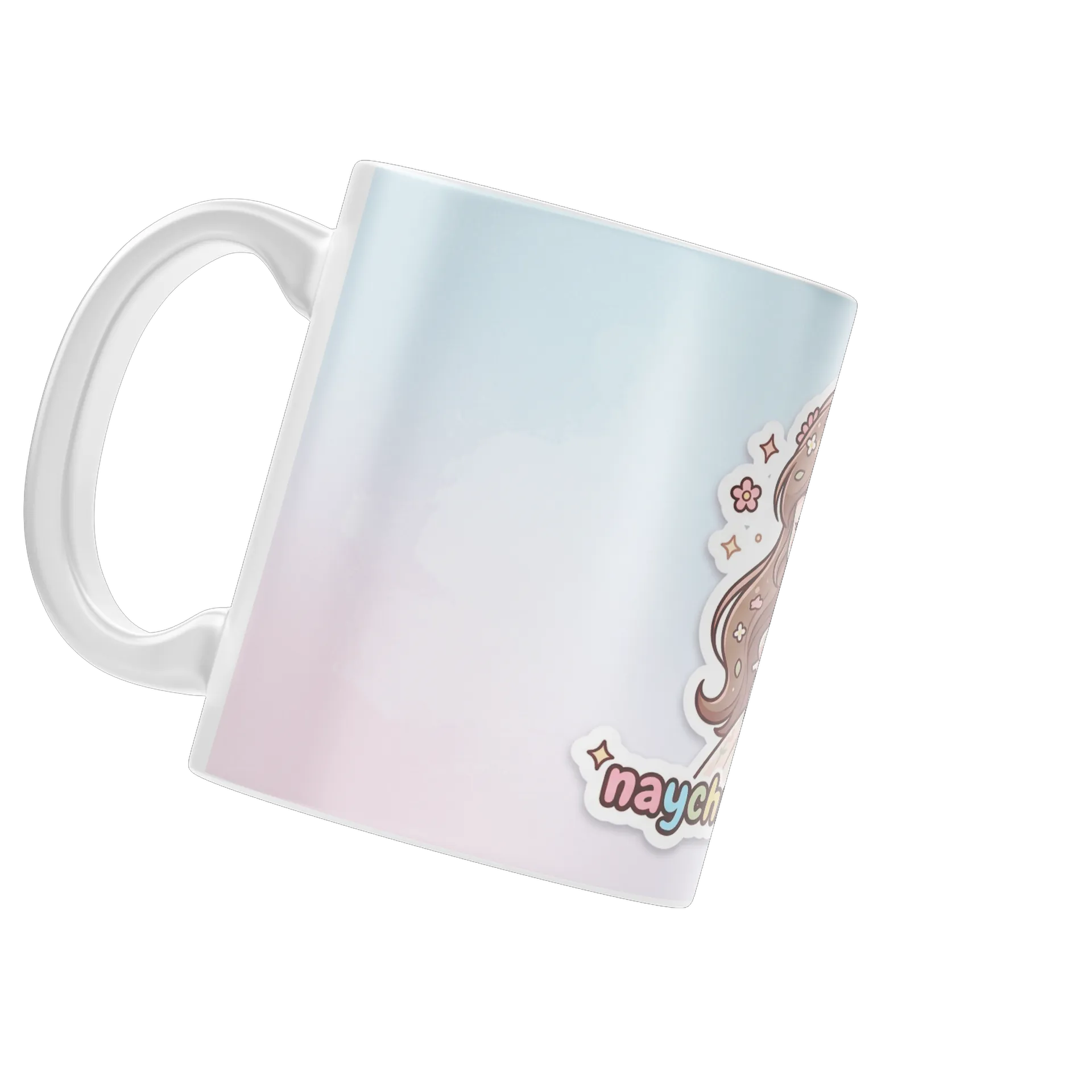 Caneca Menina Cartoon com Flores e Logo Naychronstreamers - Imagem 3