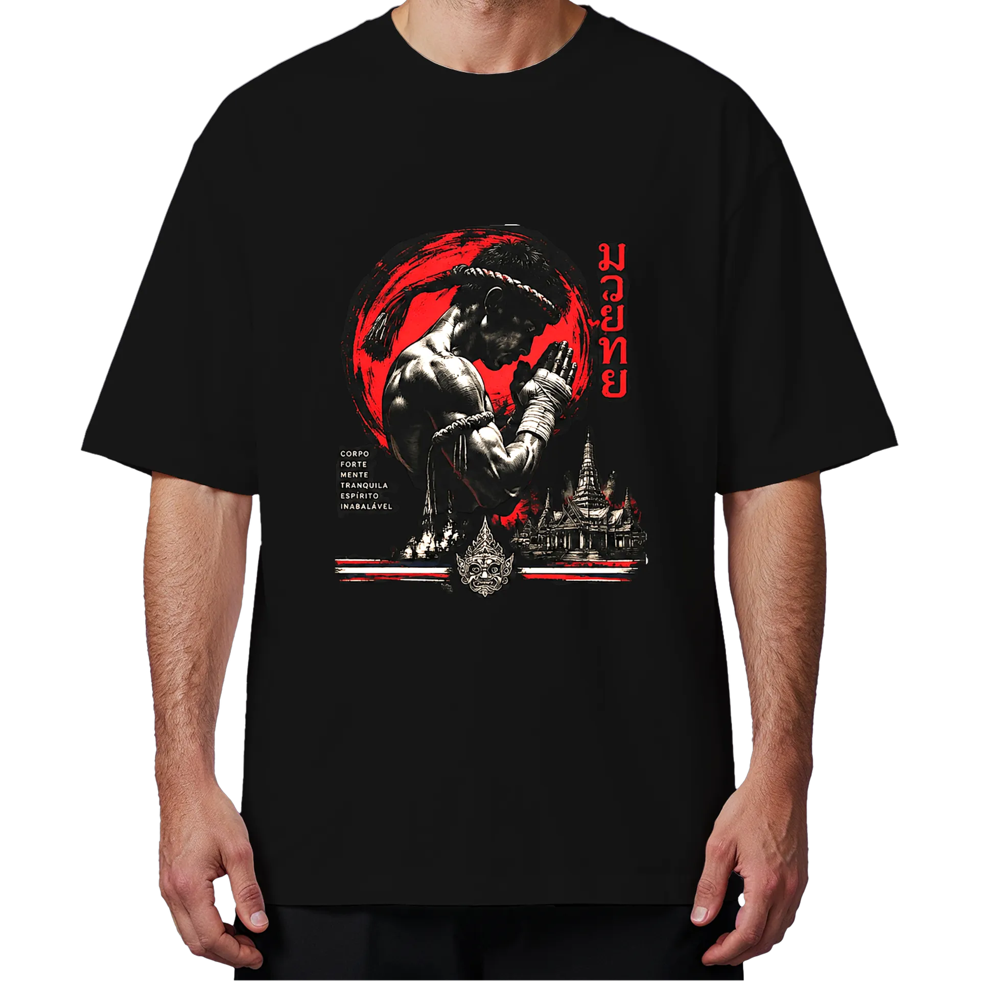 Camiseta Oversized Muay Thai Corpo Forte Mente Tranquila - Imagem 1