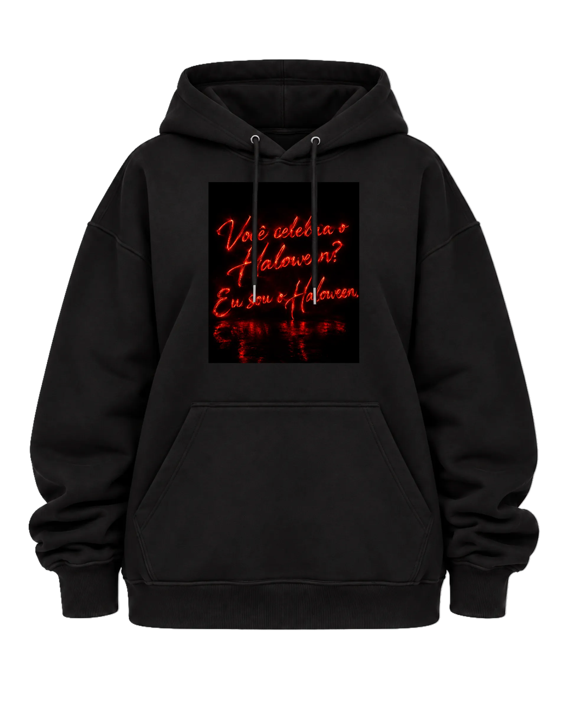 Blusa Moletom Canguru Tipográfica Neon Vermelho Halloween - Imagem 5