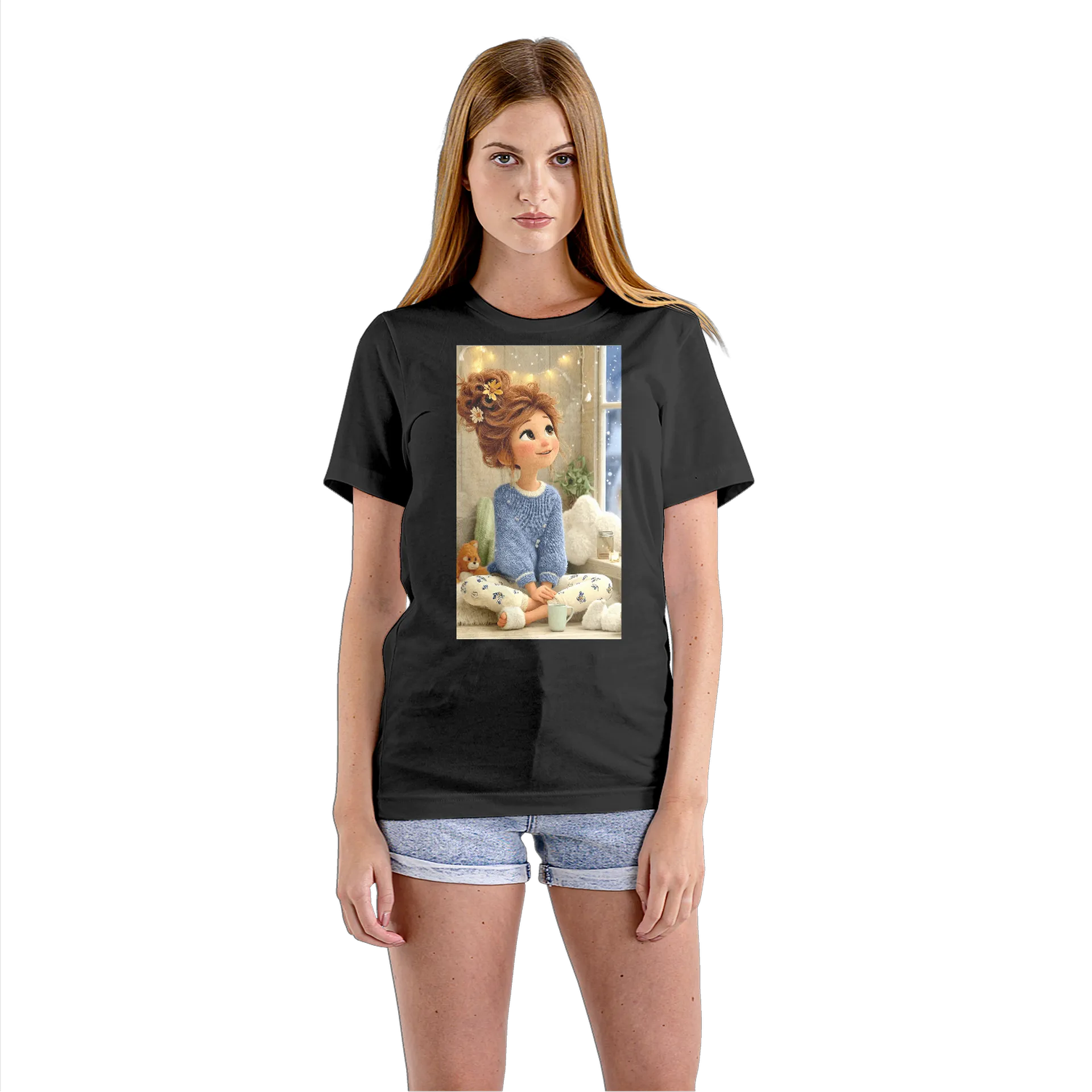 Camiseta Babylook Menina Cartoon com Flores 100% Algodão - Imagem 3