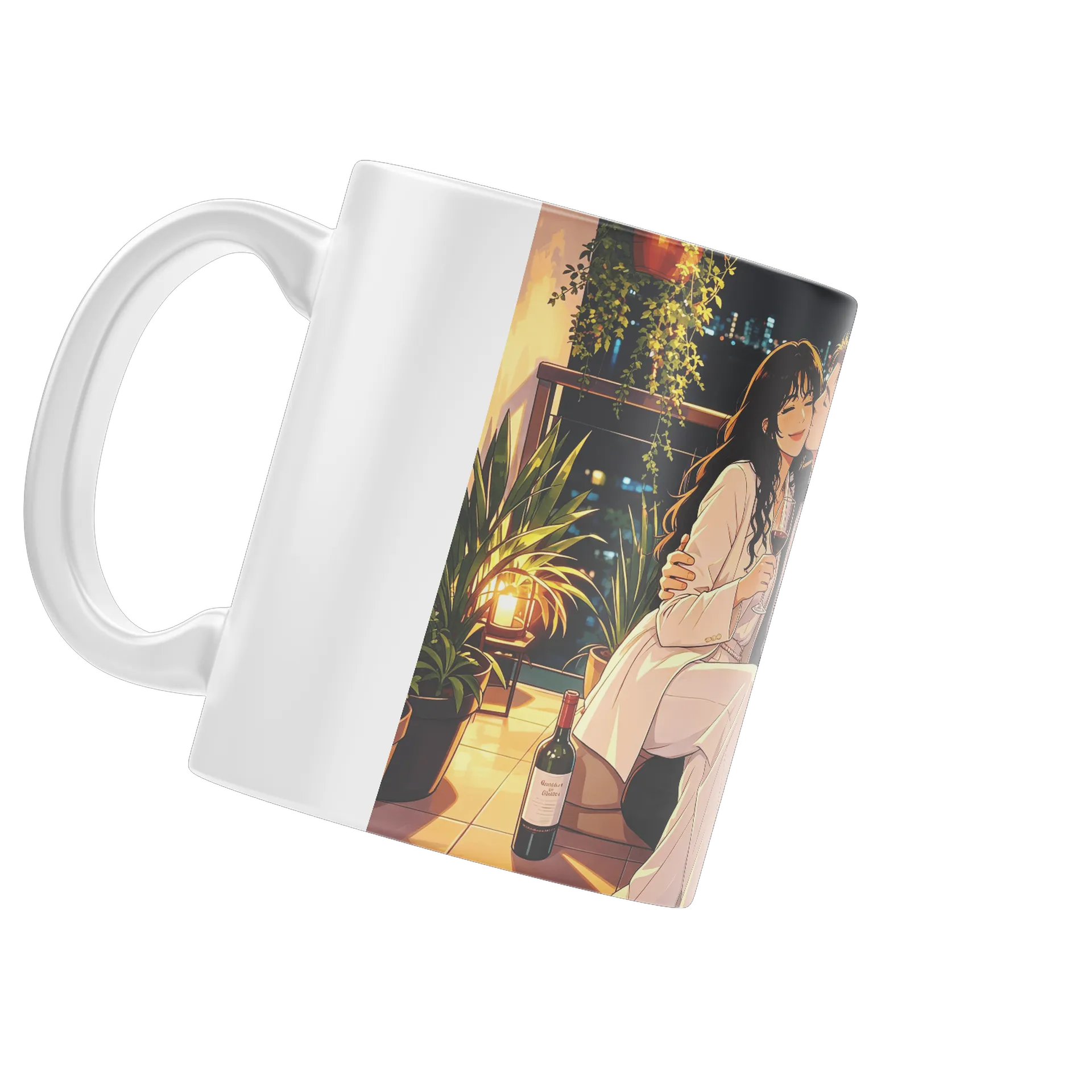 Caneca Porcelana Casal Romântico Jantar Noturno 325ml - Imagem 4