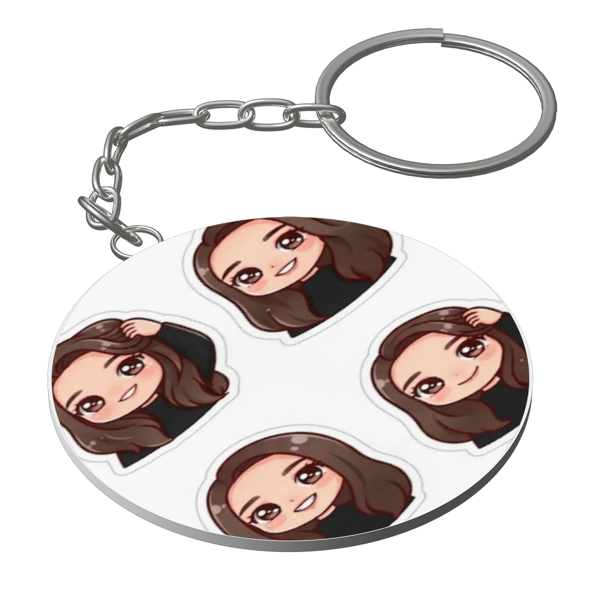 Chaveiro MDF Personagem Feminino Cartoon Cabelo Castanho - Imagem 1