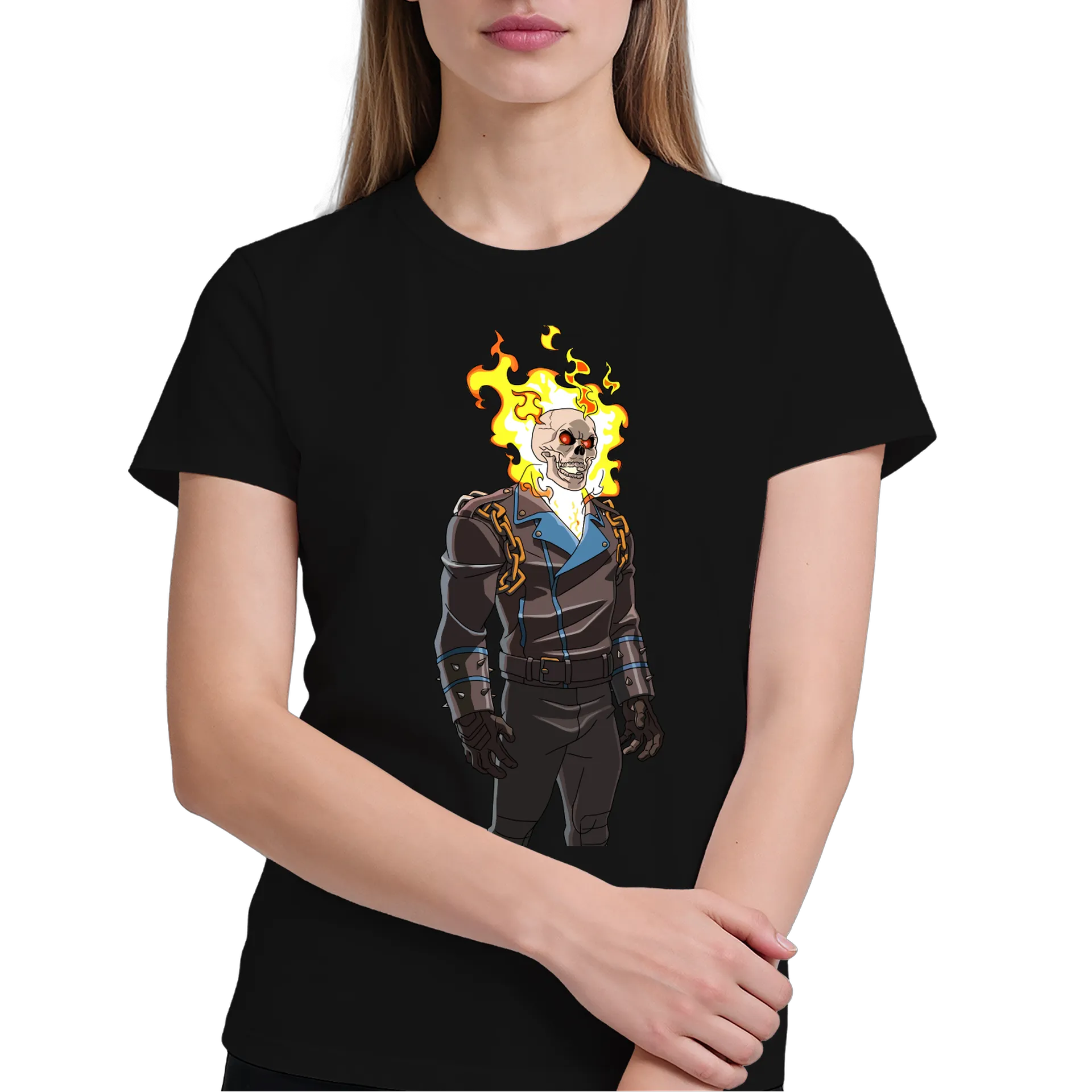 Camiseta Esqueleto Flamejante 100% Algodão - Imagem 4